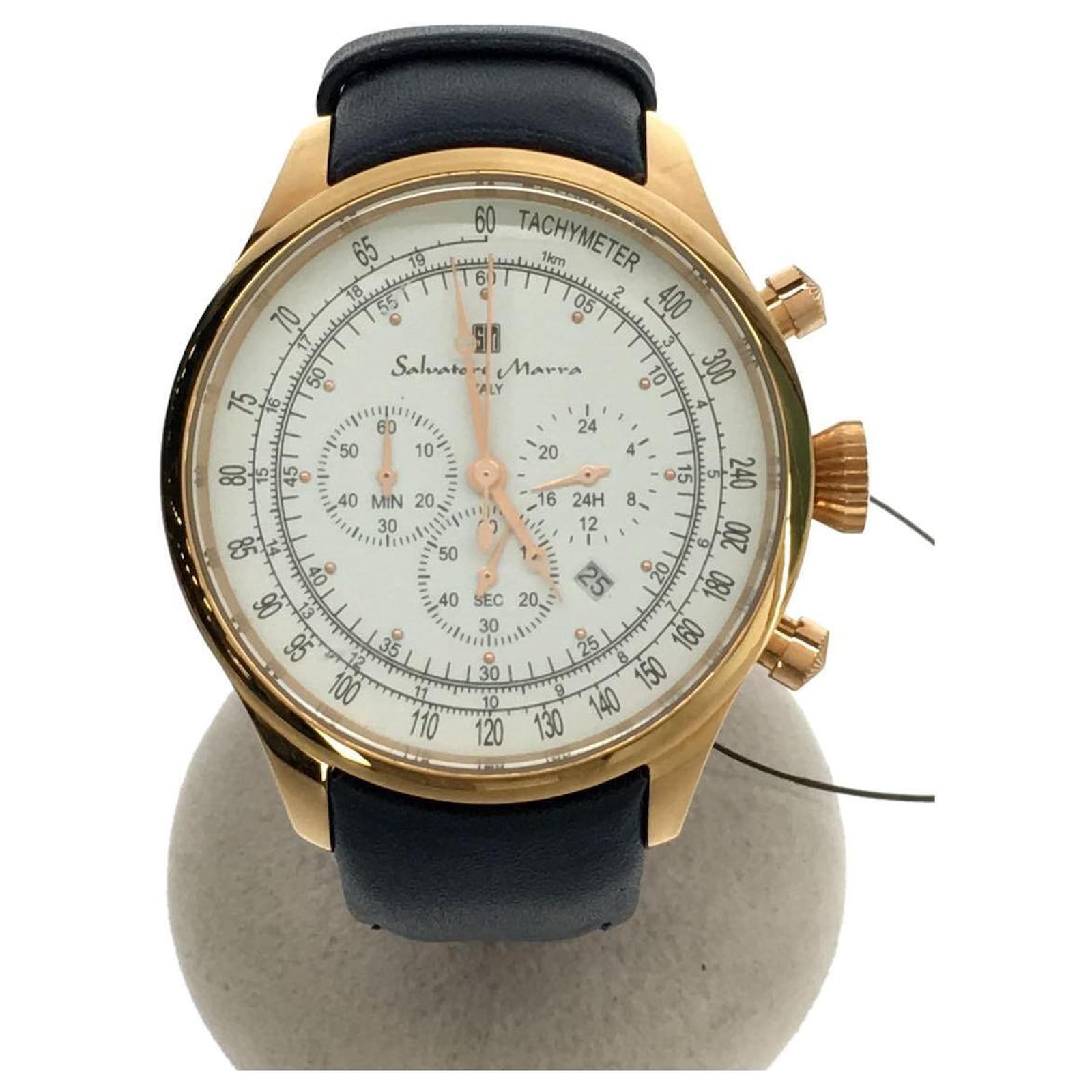 Autre Marque Salvatore Marra Quartz Watch / Analog / Leather / WHT