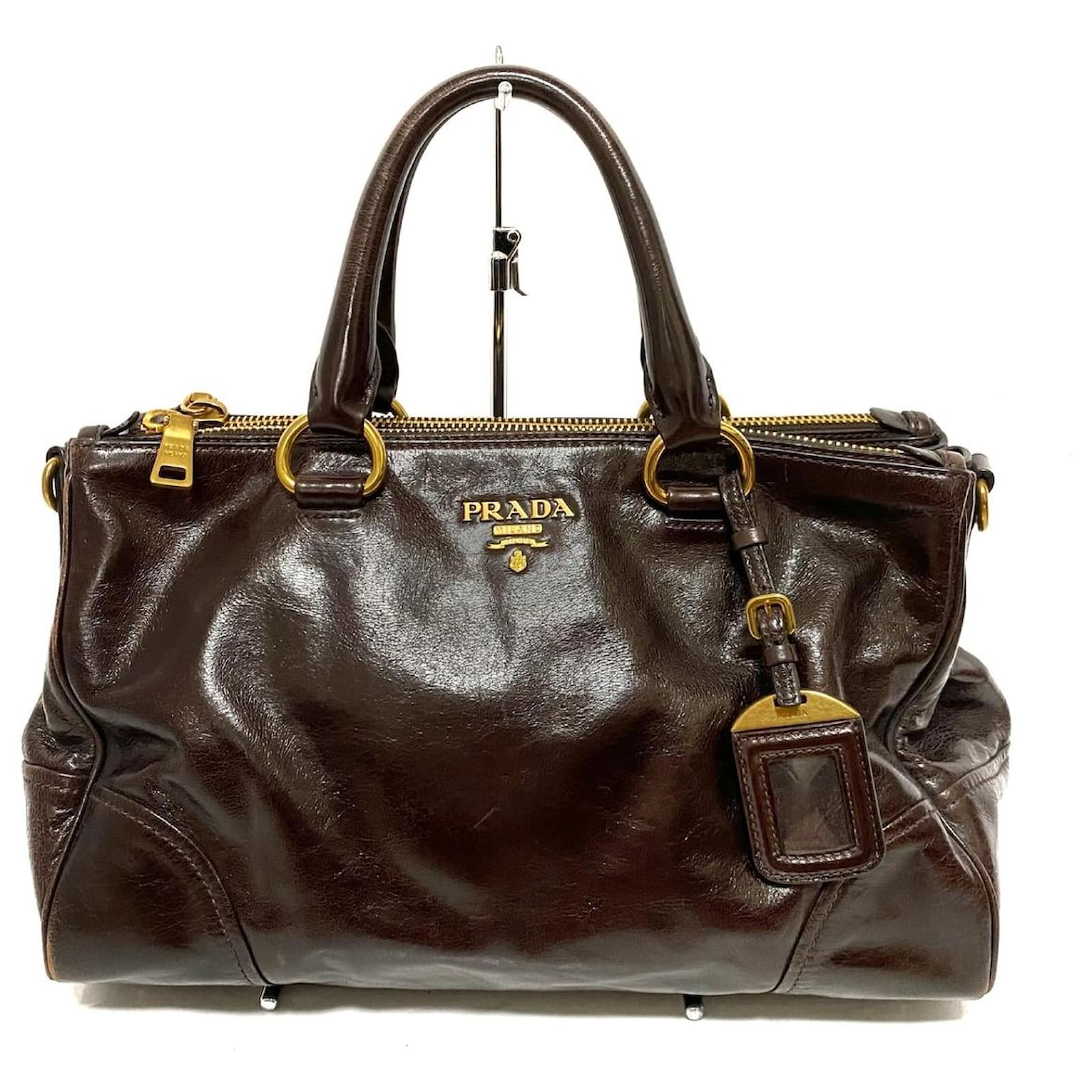 Tote Prada Einkaufstasche Braun Lackleder ref.508230 Joli Closet