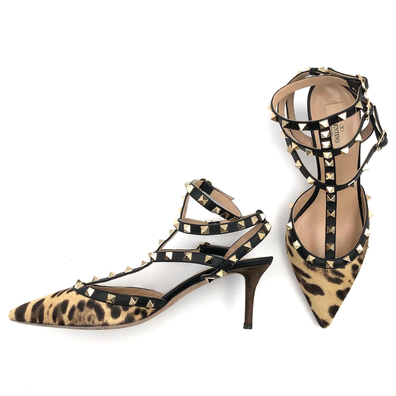 Valentino Rockstud pumps in leopard print calf-hair Multiple colors Wool   - Joli Closet