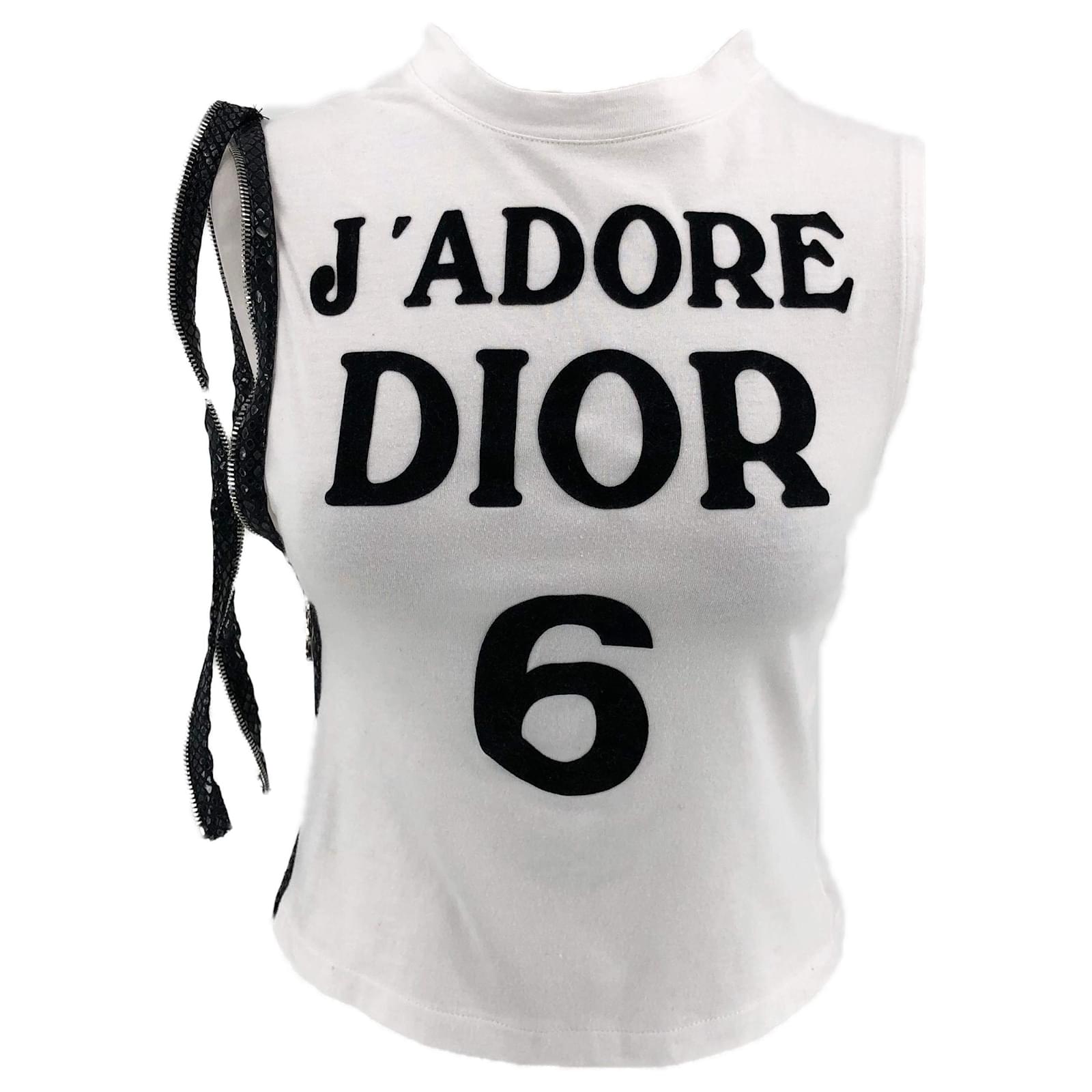 Christian Dior Blue Sleeveless Fitted Tshirt with Jadore Dior  World  Champion 1947 Yellow Wording  XSS  Reign Vintage