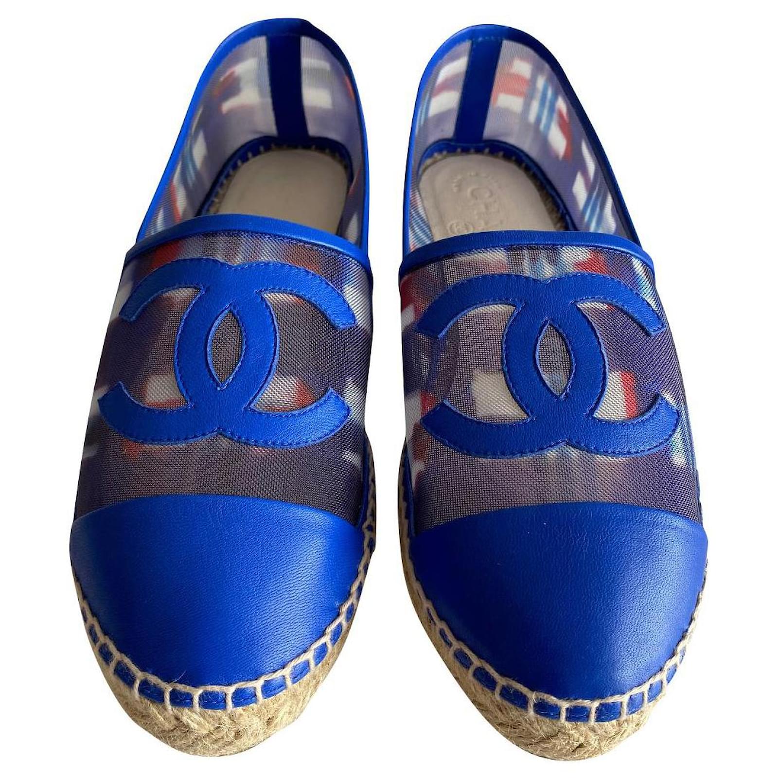 Chanel Espadrilles Blue Multiple colors Leather Synthetic ref