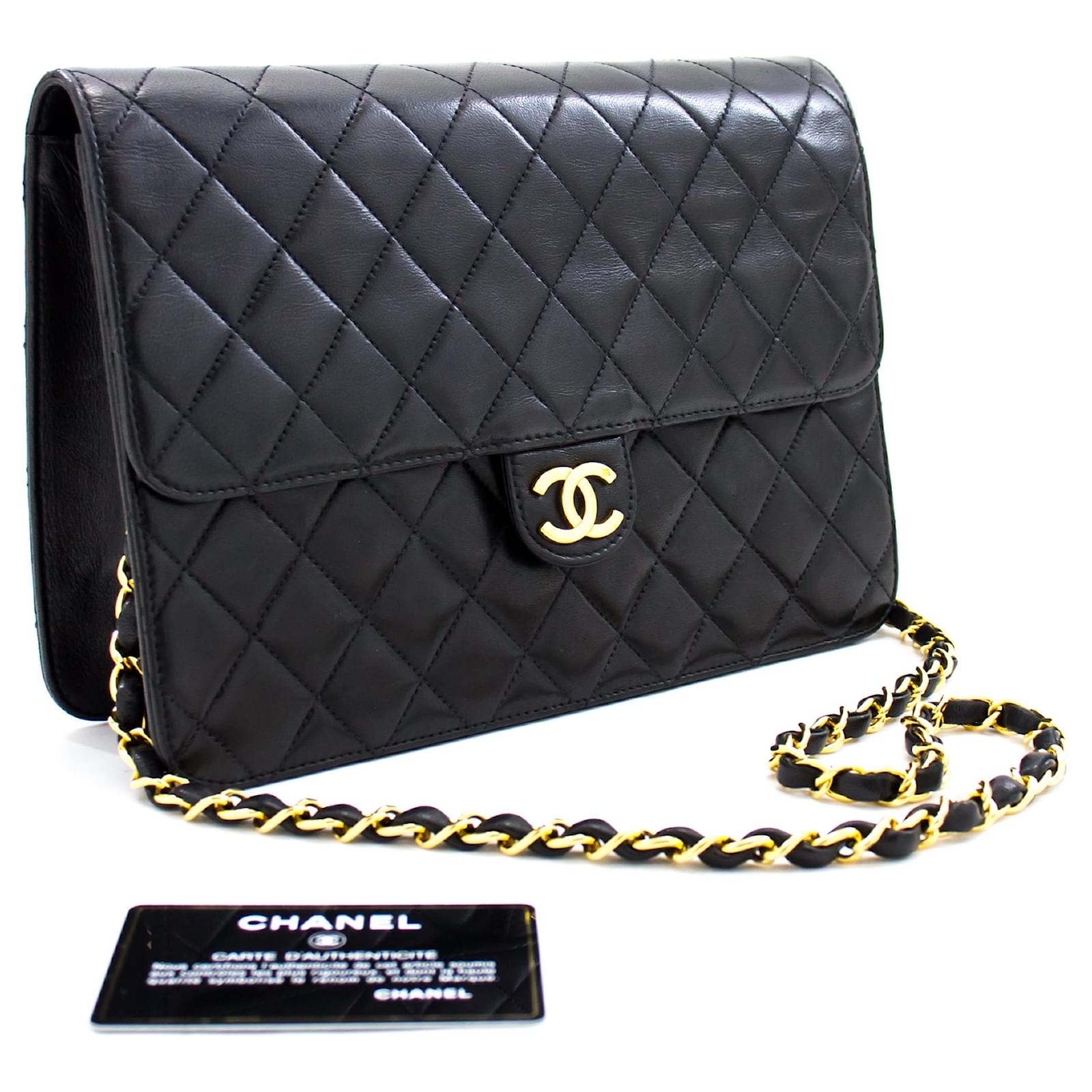 CHANEL Lambskin Quilted All About Chains Camera Bag Black 527546