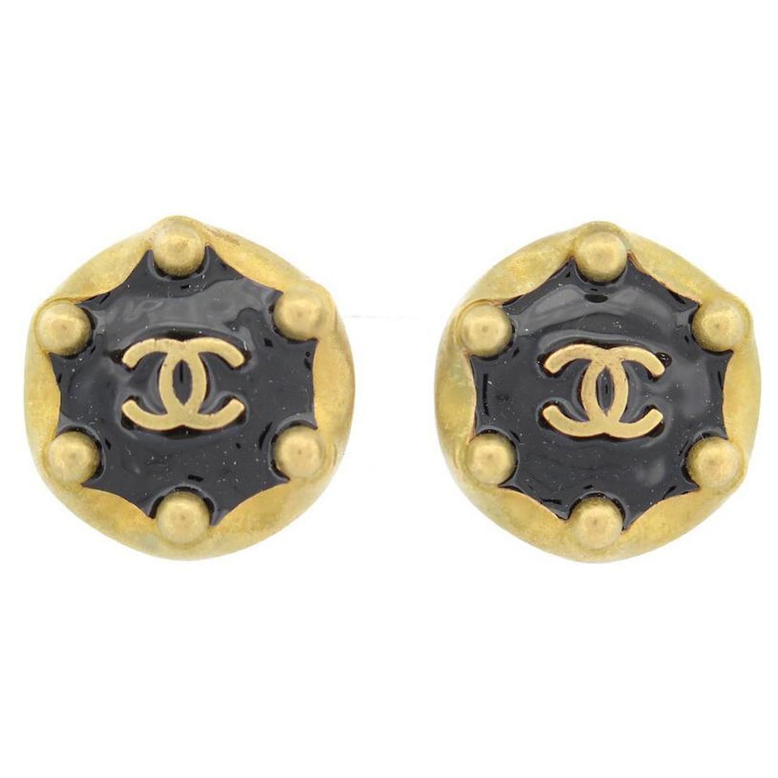 Clips boucles d'oreilles vintage créoles émail noir - Jeronine Vintage