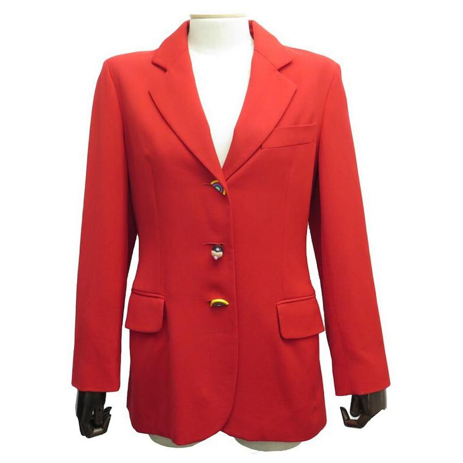VINTAGE JACKET MOSCHINO BLAZER CHEAP AND CHIC M 38 RED WOOL JACKET
