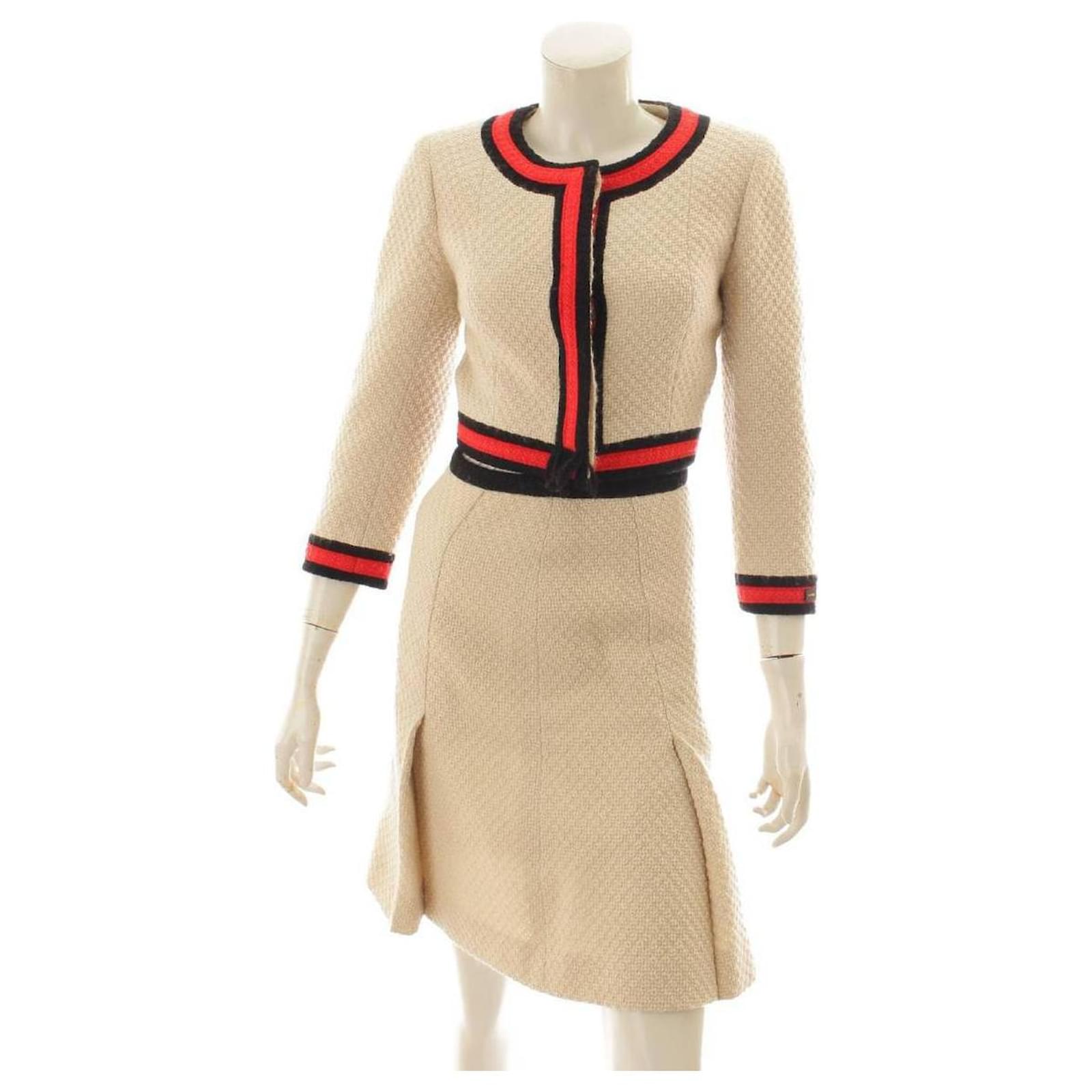 Used] Chanel Wool Tweed Setup Jacket Skirt Beige 34 ref.509541 ...
