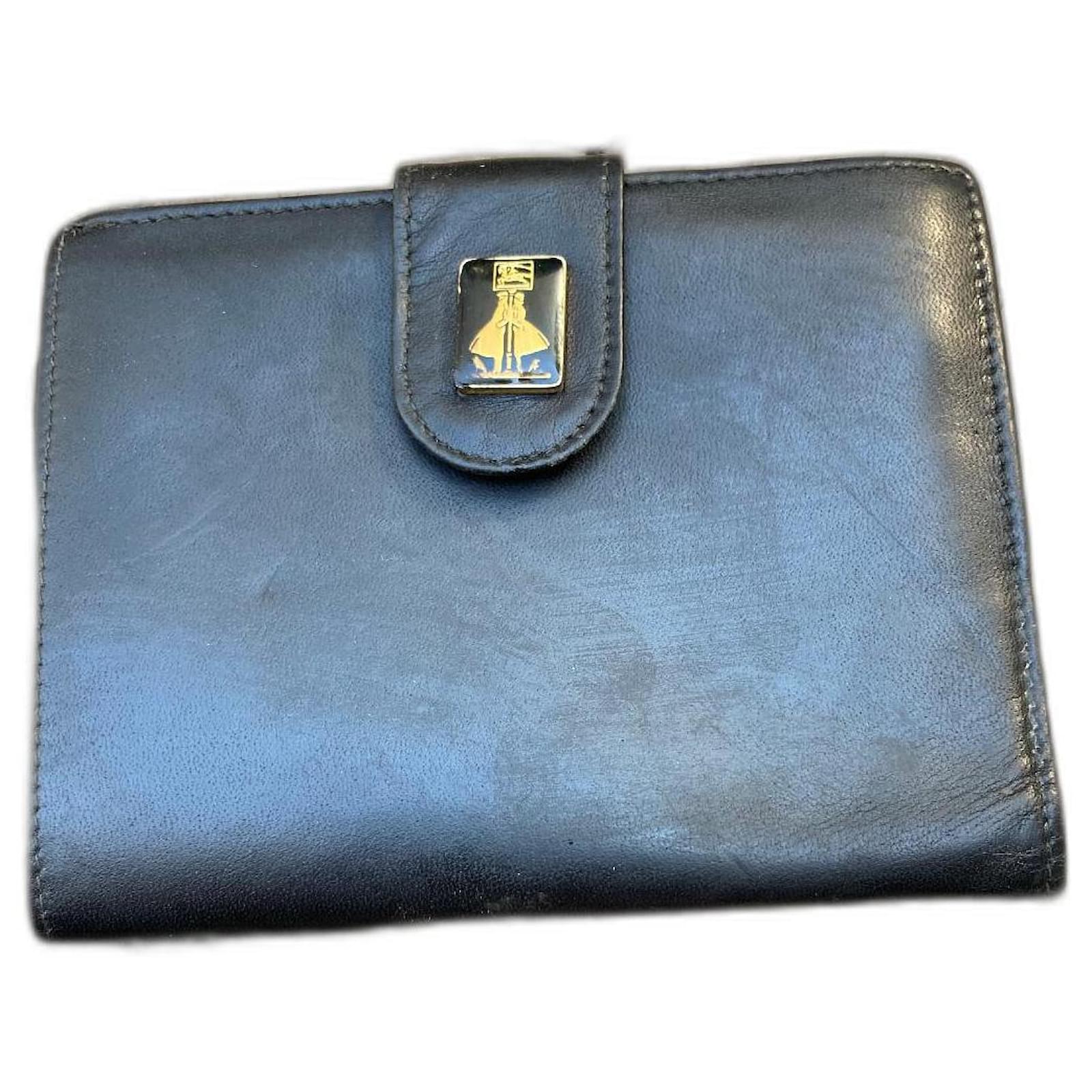 Vintage Burberry Wallet Black Gold hardware Leather ref.511471 - Joli Closet