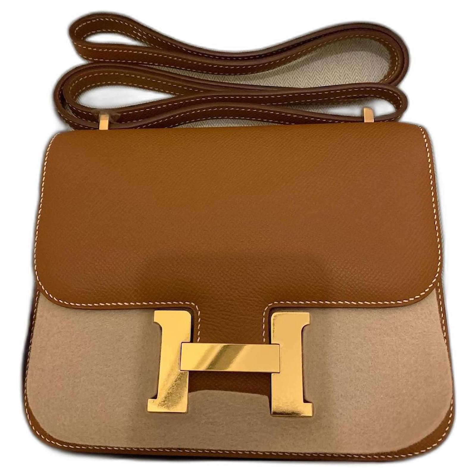 Hermes Constance Mini Bag Epsom Leather Gold Hardware In Brown