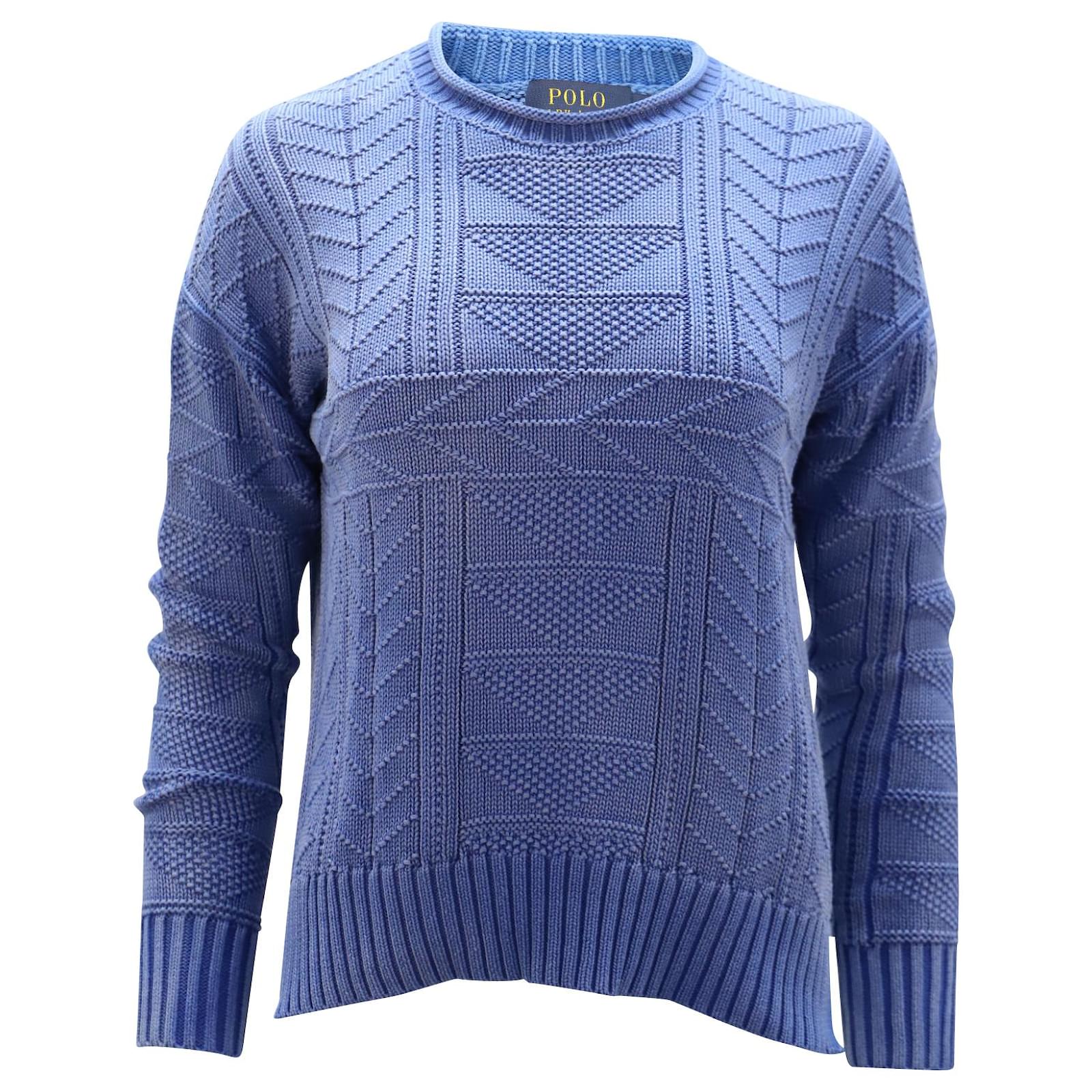 Polo Ralph Lauren Cable-Knit Sweater in Blue Cotton  - Joli Closet