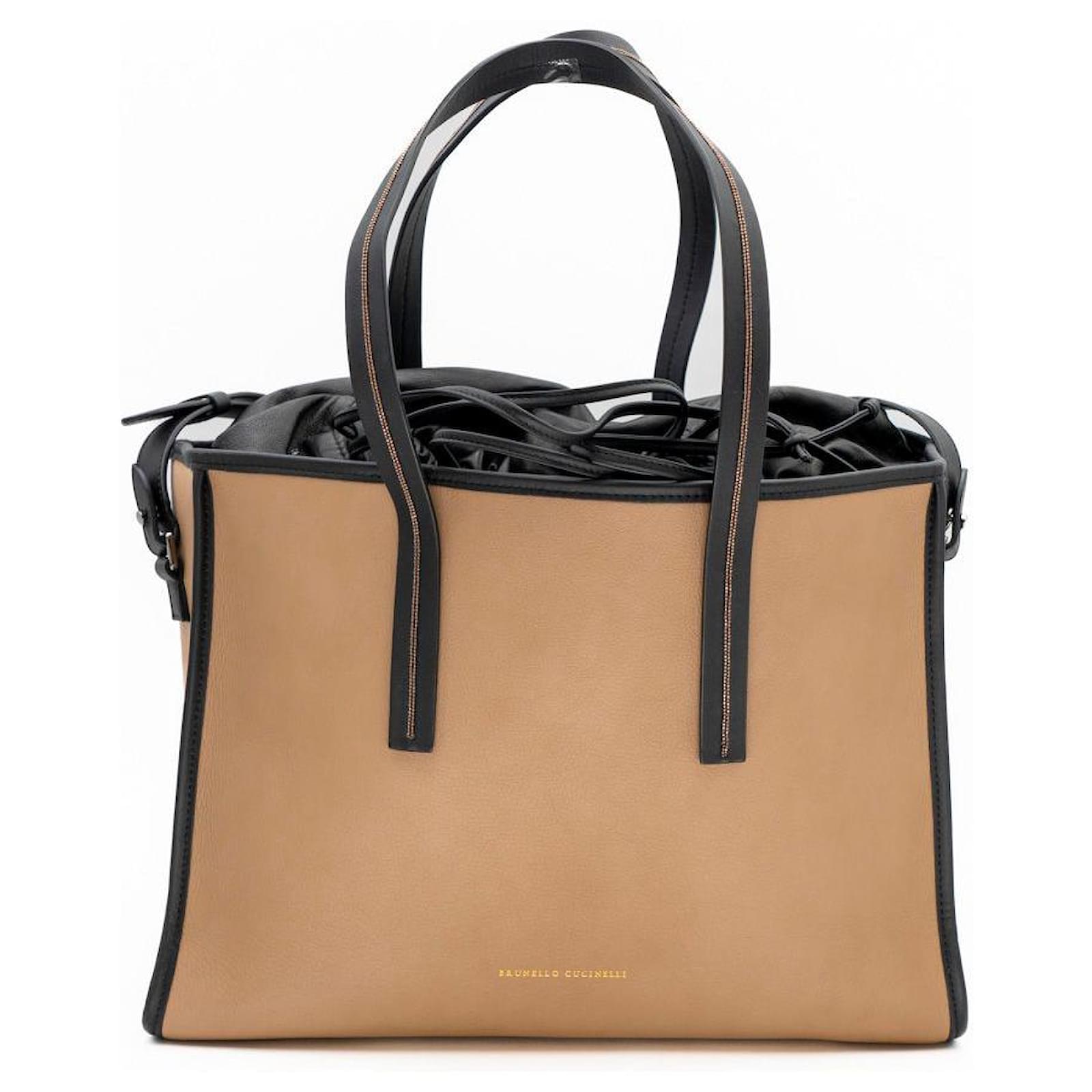 Embellished Suede Tote Bag in Brown - Brunello Cucinelli