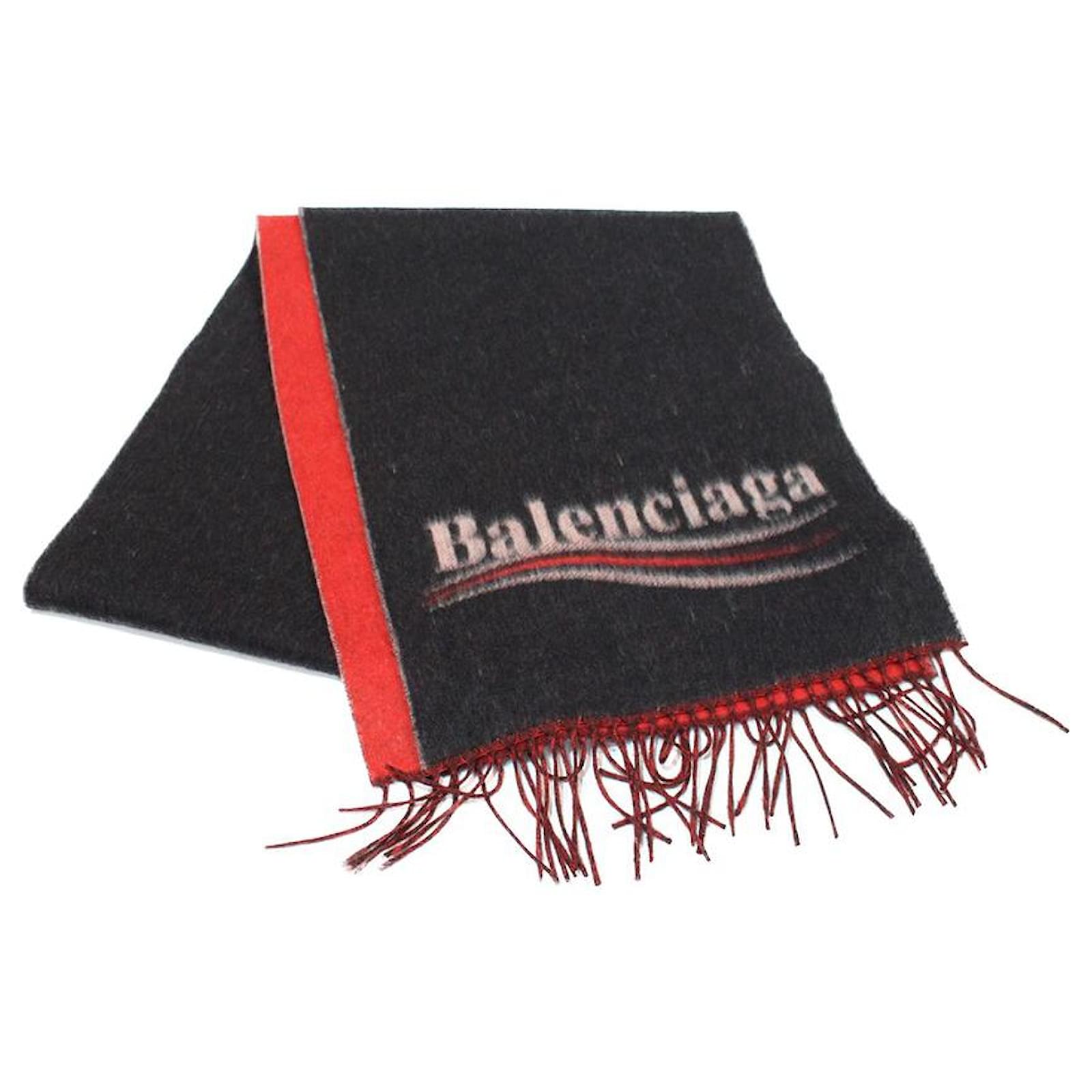Balenciaga Scarves Women Wool Black Red