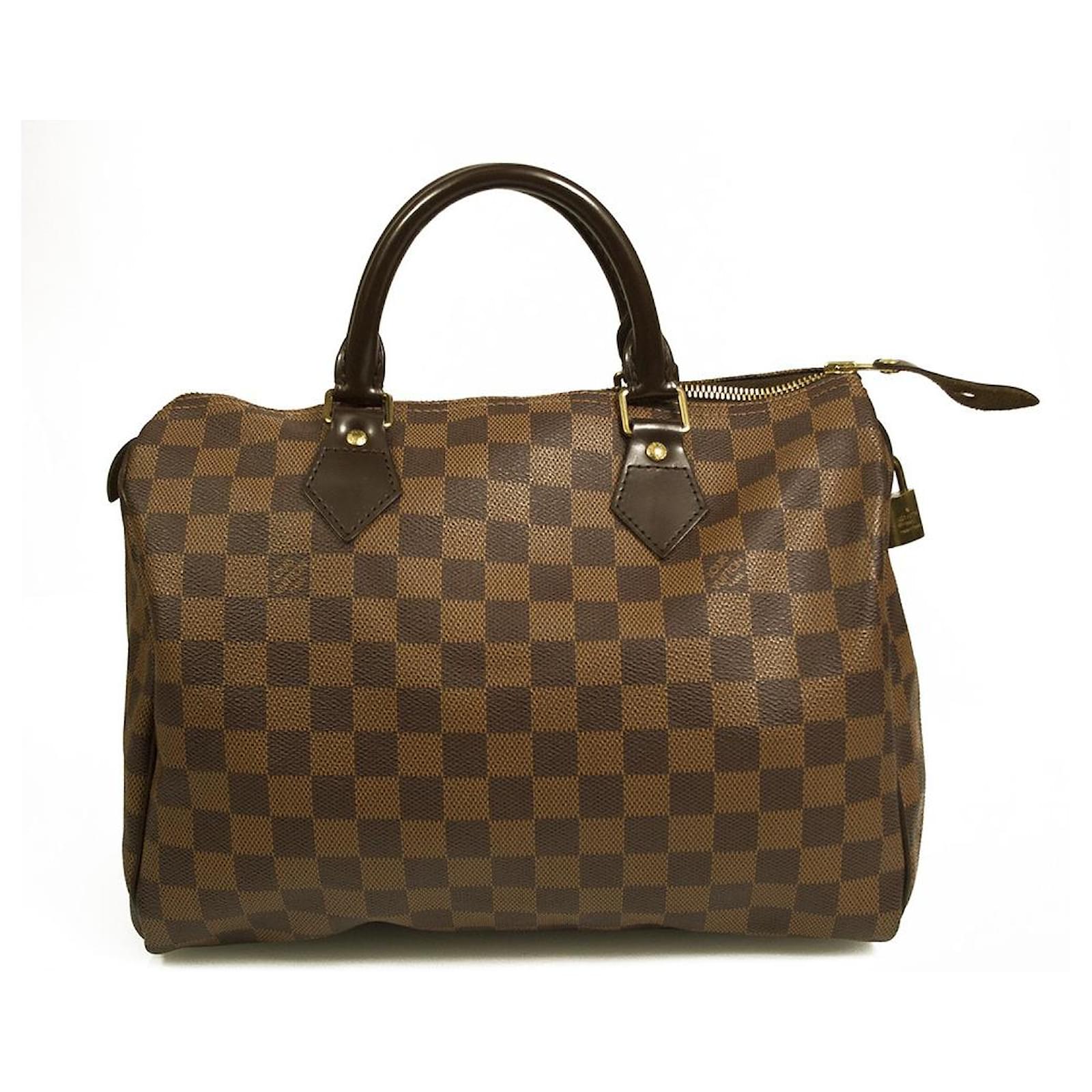 Louis Vuitton Speedy 35 Handbag in Ebene Damier Canvas and Brown