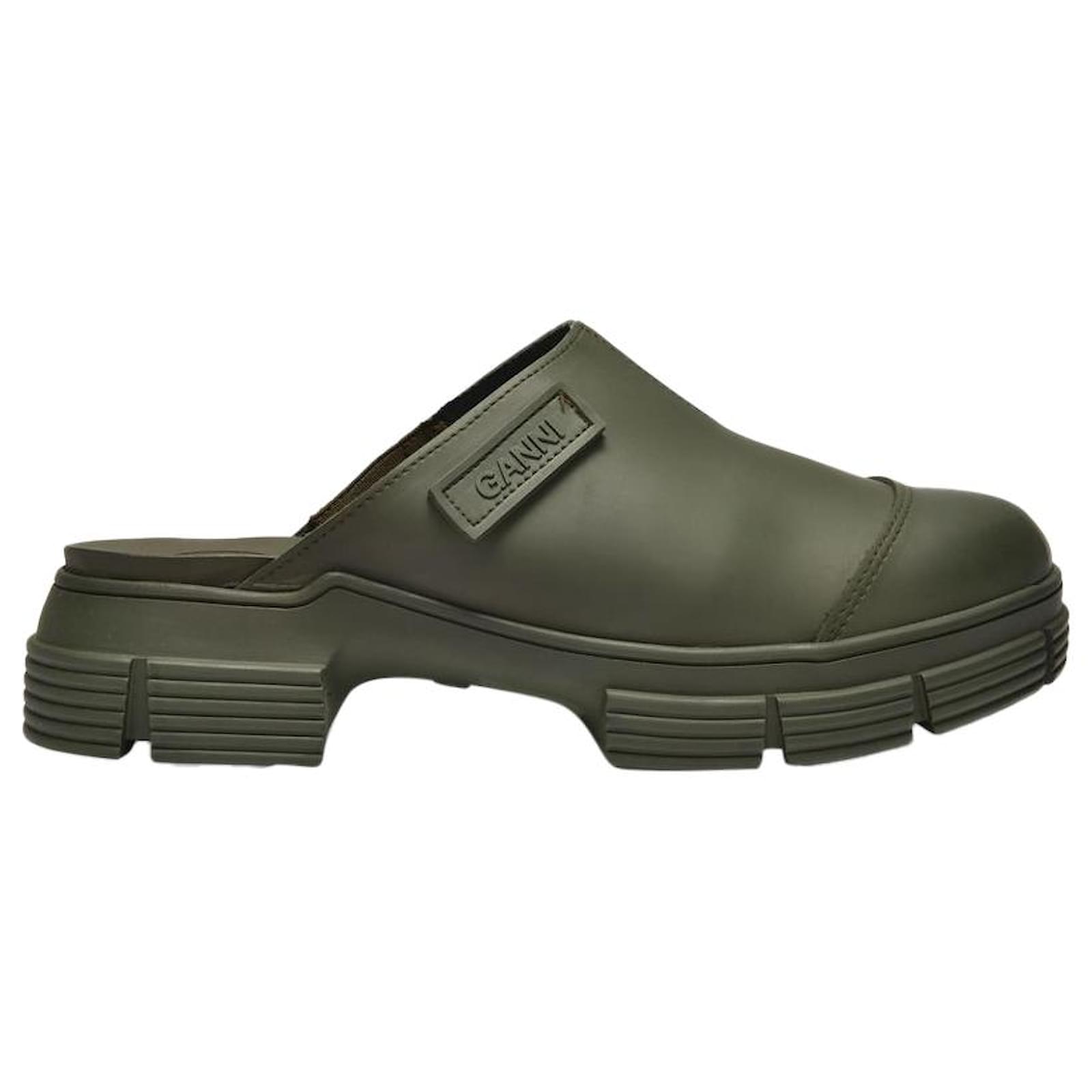 Ganni Clog in Green Recycled Rubber Khaki ref.512624 Joli Closet