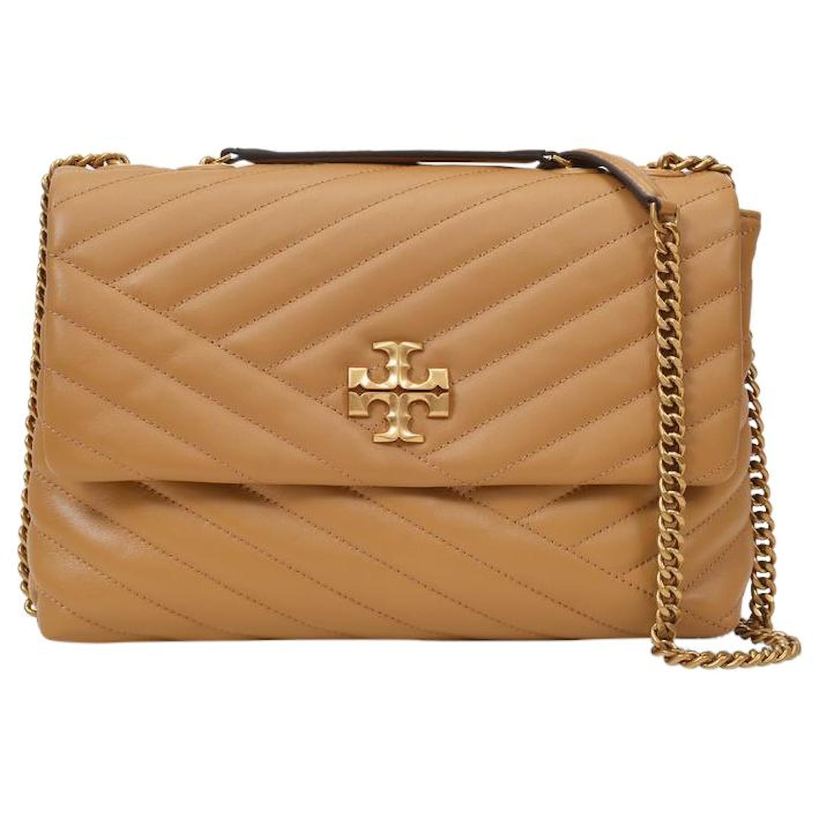 Tory Burch Kira Chevron Convertible Shoulder Bag in Camel Leather Brown  ref.512835 - Joli Closet