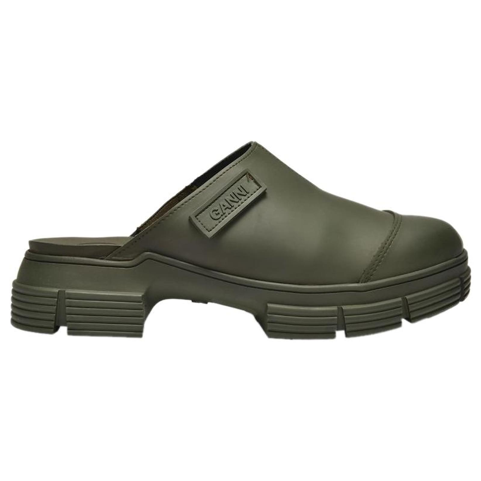 Ganni Clog in Green Recycled Rubber Khaki ref.512964 Joli Closet