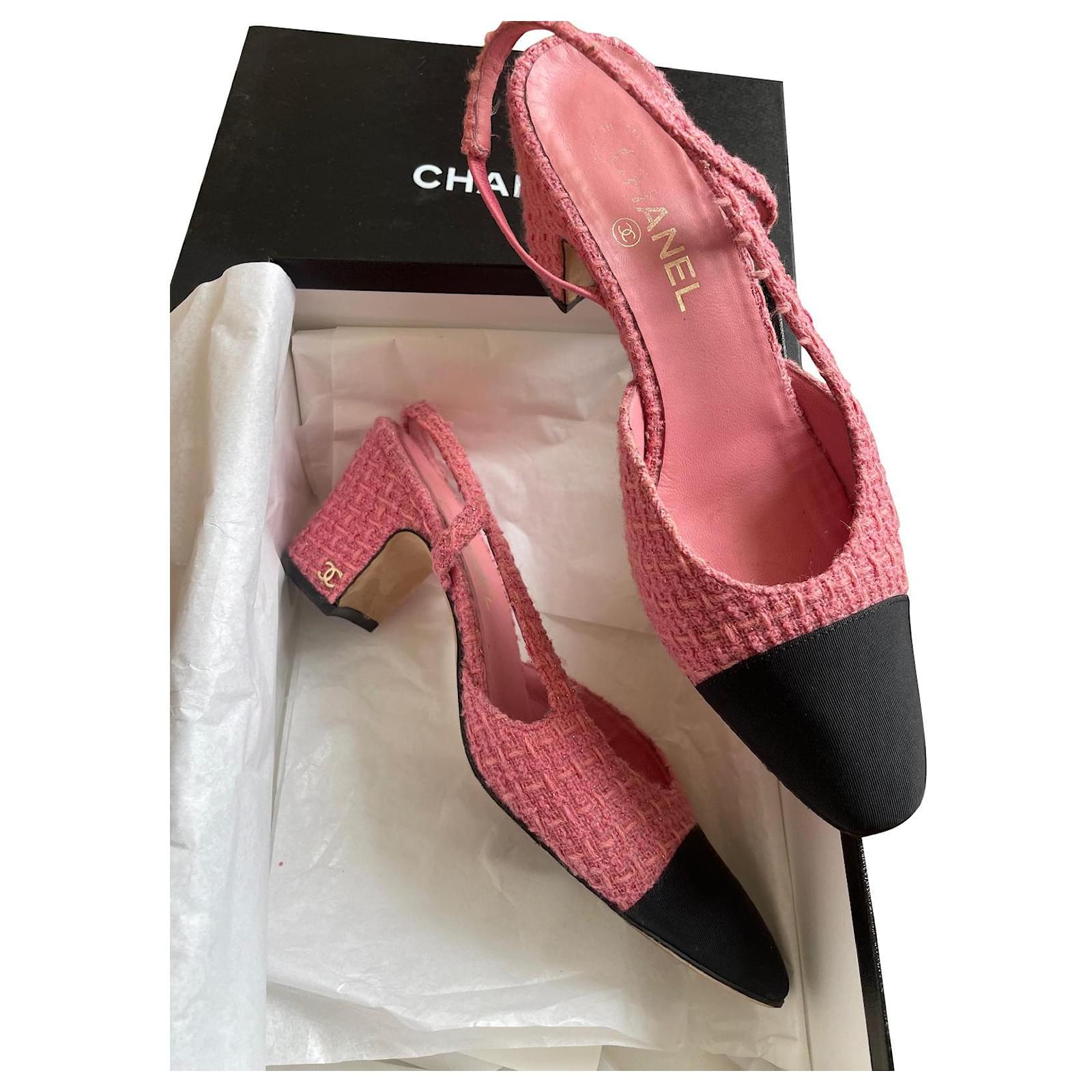 Chanel Slingback Pink Tweed Ref 513014 Joli Closet