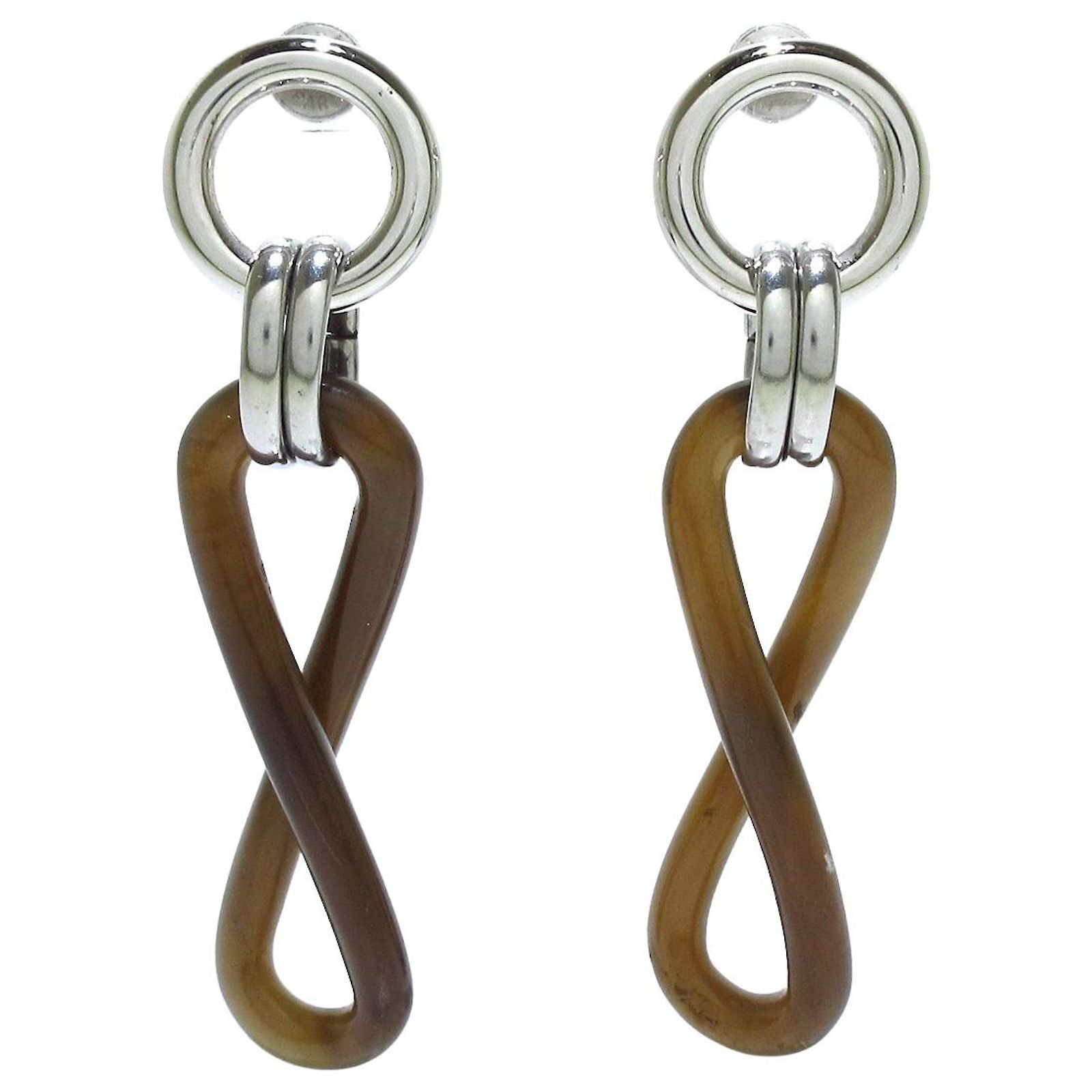 Boucles D'oreilles Grandes Fleurs Métal Argenté - Dormeuses - 7,5 X 6 Cm - Légères - Neuf Avec étiquettes