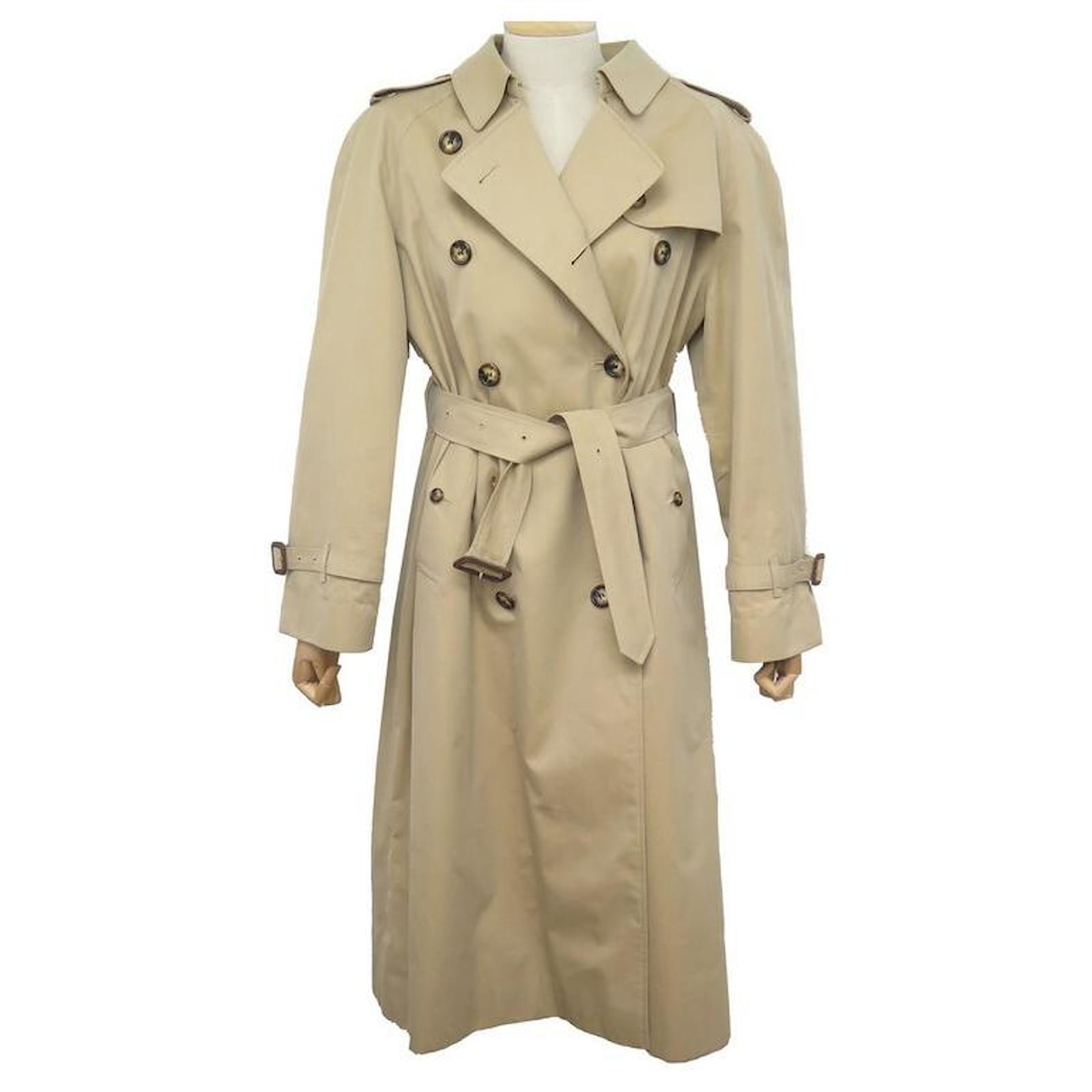 GABARDINA IMPERMEABLE BURBERRY LARGA L 42 CINTURÓN ALGODÓN ABRIGO BEIGE   - Joli Closet