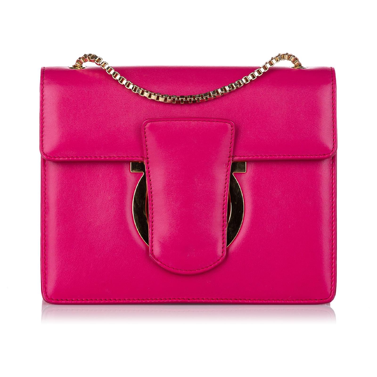 Salvatore Ferragamo Ferragamo Bolso bandolera de cuero rosa Gancini Thalia  Becerro  - Joli Closet