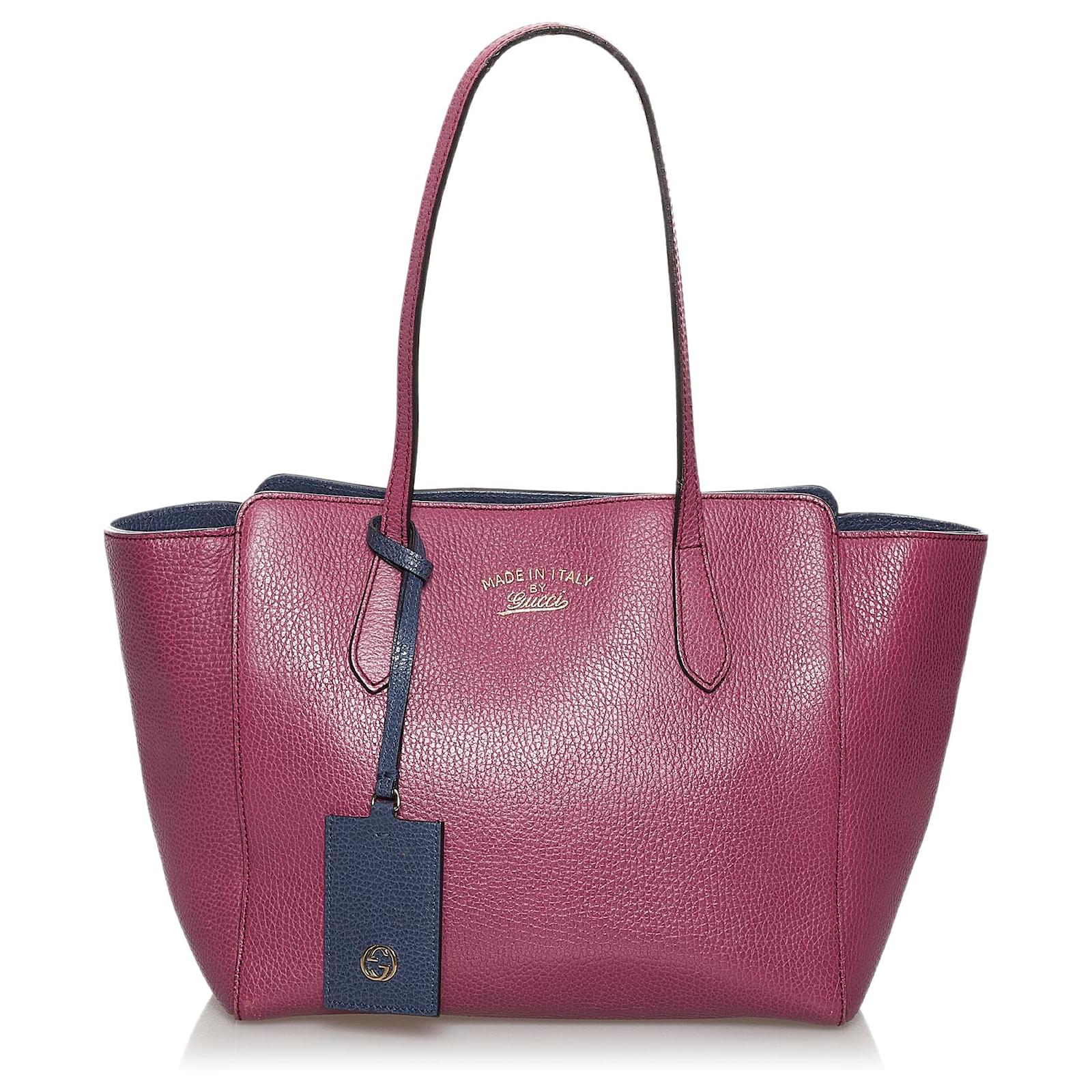 Gucci Purple Swing Leather Tote Bag Blue Navy blue Pony-style calfskin  ref.514100 - Joli Closet