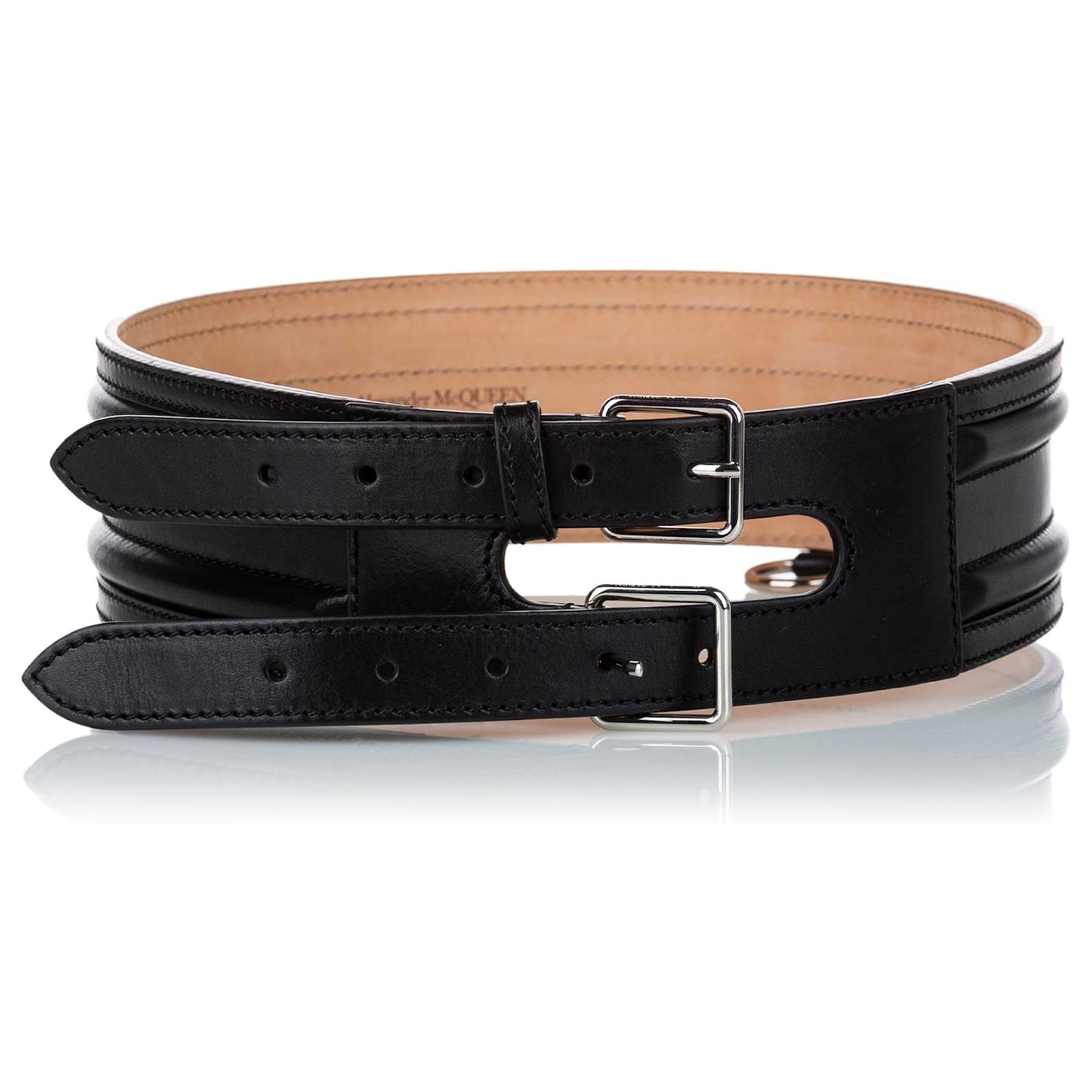 Alexander Mc Queen Black Leather Belt