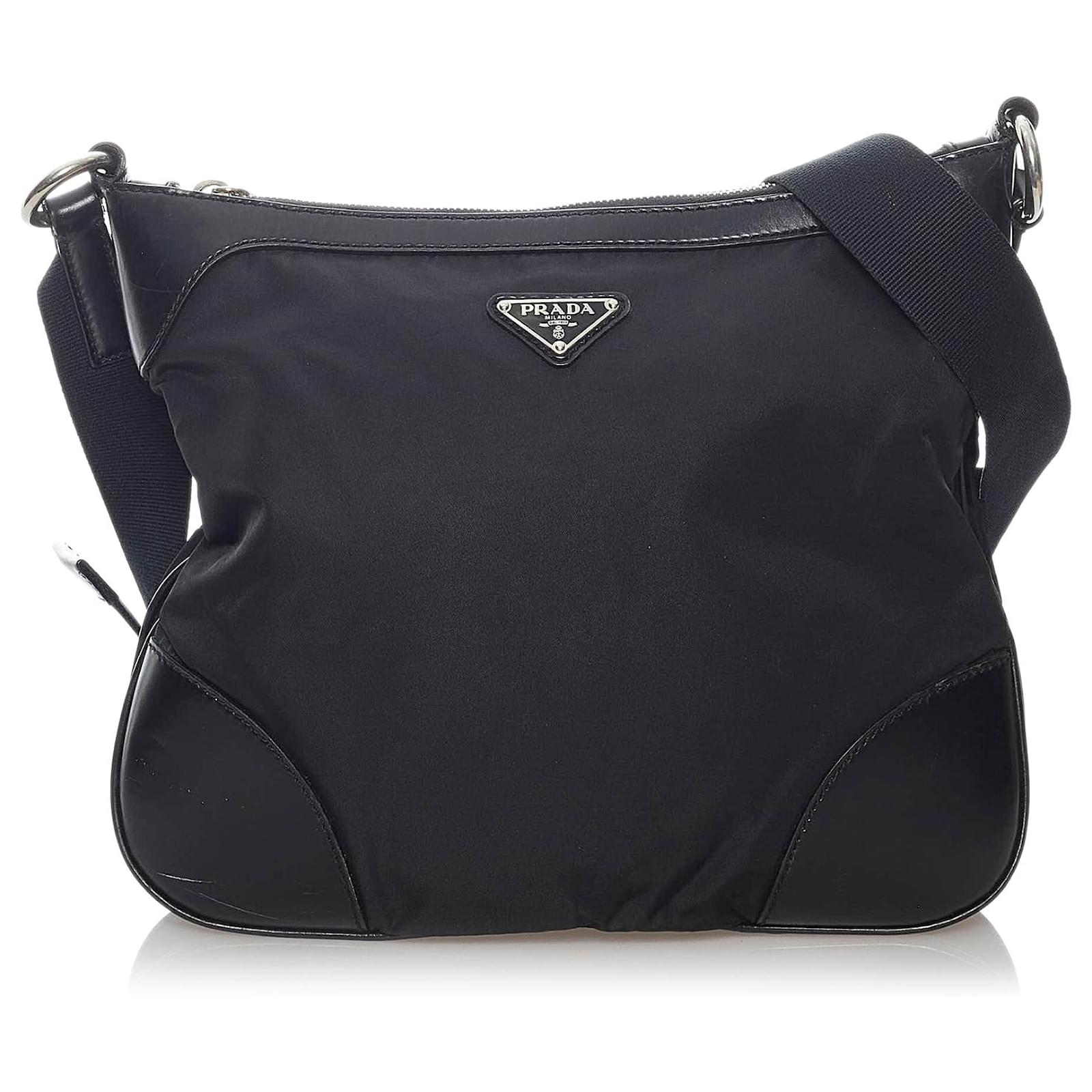 Prada Black Tessuto Nylon and Leather Crossbody Bag