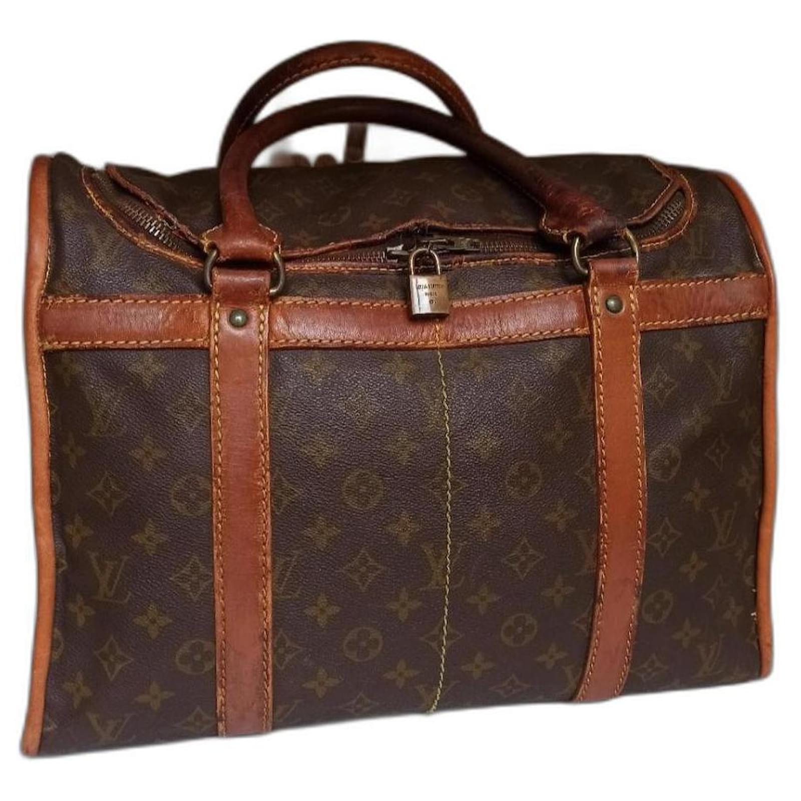 Louis Vuitton Sac Chaussures Travel bag Brown Leather Cloth ref.514566 -  Joli Closet