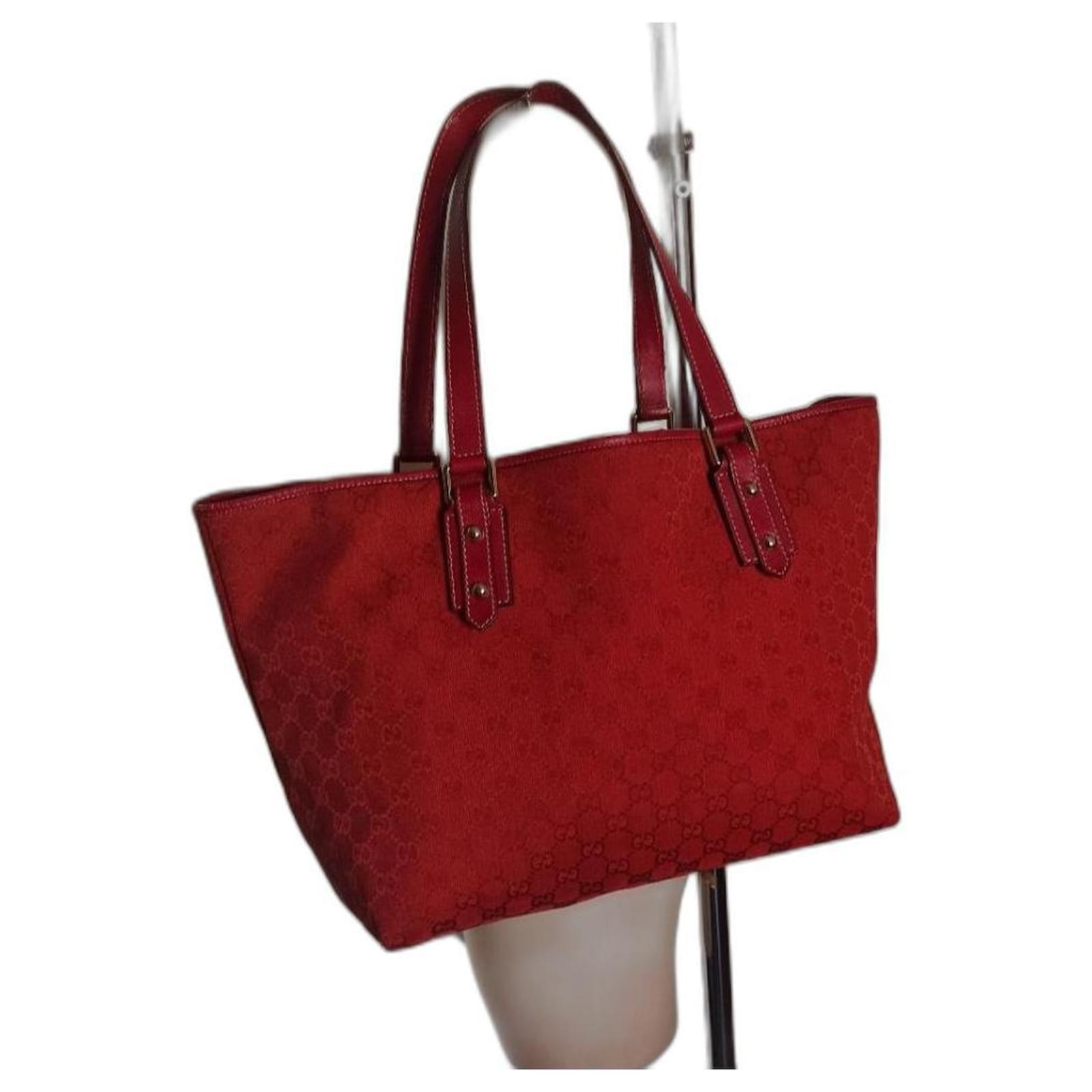 Gucci red shoulder tote bag Leather Cloth  - Joli Closet