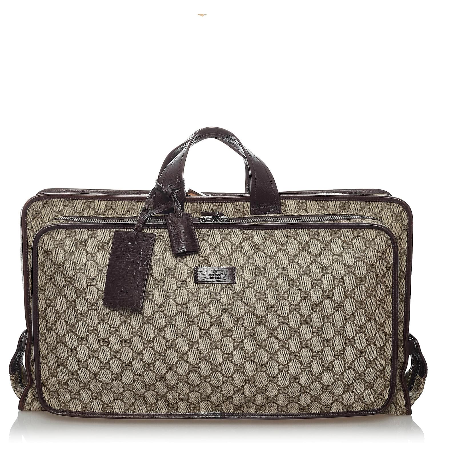 Bolsa de viaje Gucci GG Supreme marrón Castaño Beige Marrón oscuro Cuero  Lienzo Becerro Paño ref.514919 - Joli Closet