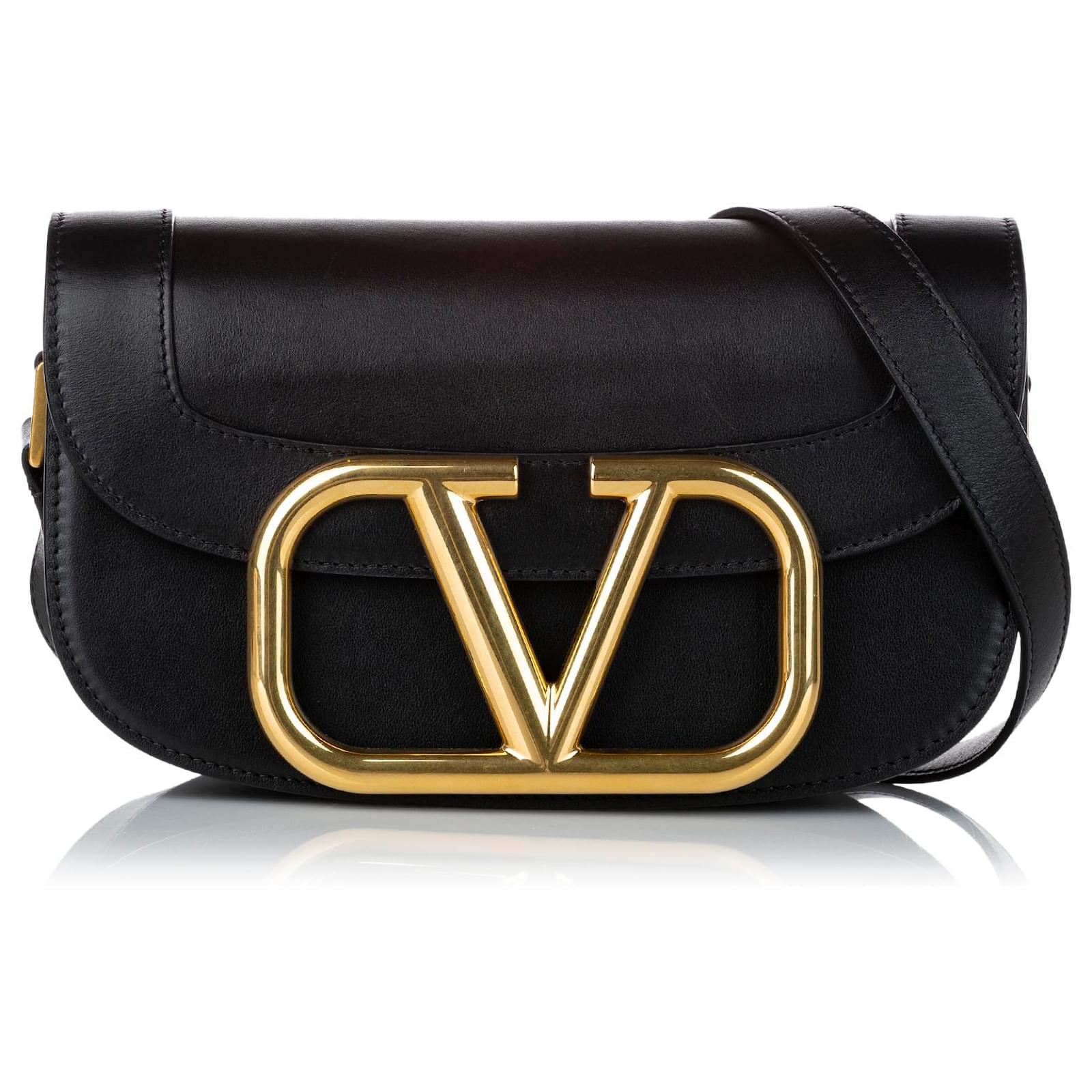Valentino Garavani Black Supervee Leather Crossbody Bag Pony-style calfskin  ref.515387 - Joli Closet