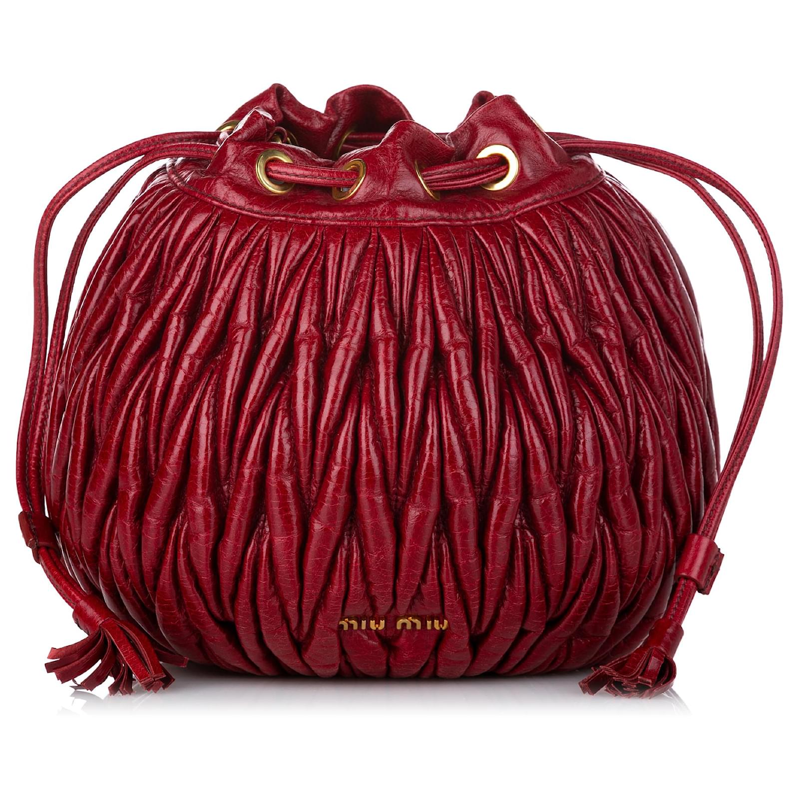 Miu Miu Red Matelasse Lammleder Bucket Bag