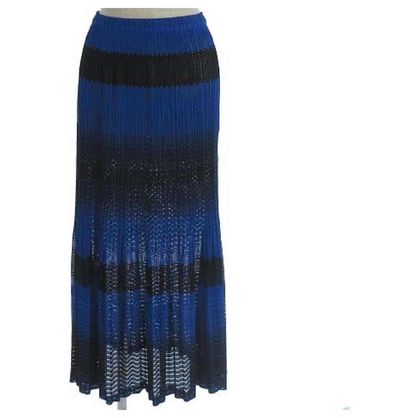 Used] PLEATS PLEASE ISSEY MIYAKE Long Skirt Gradation Mesh Blue
