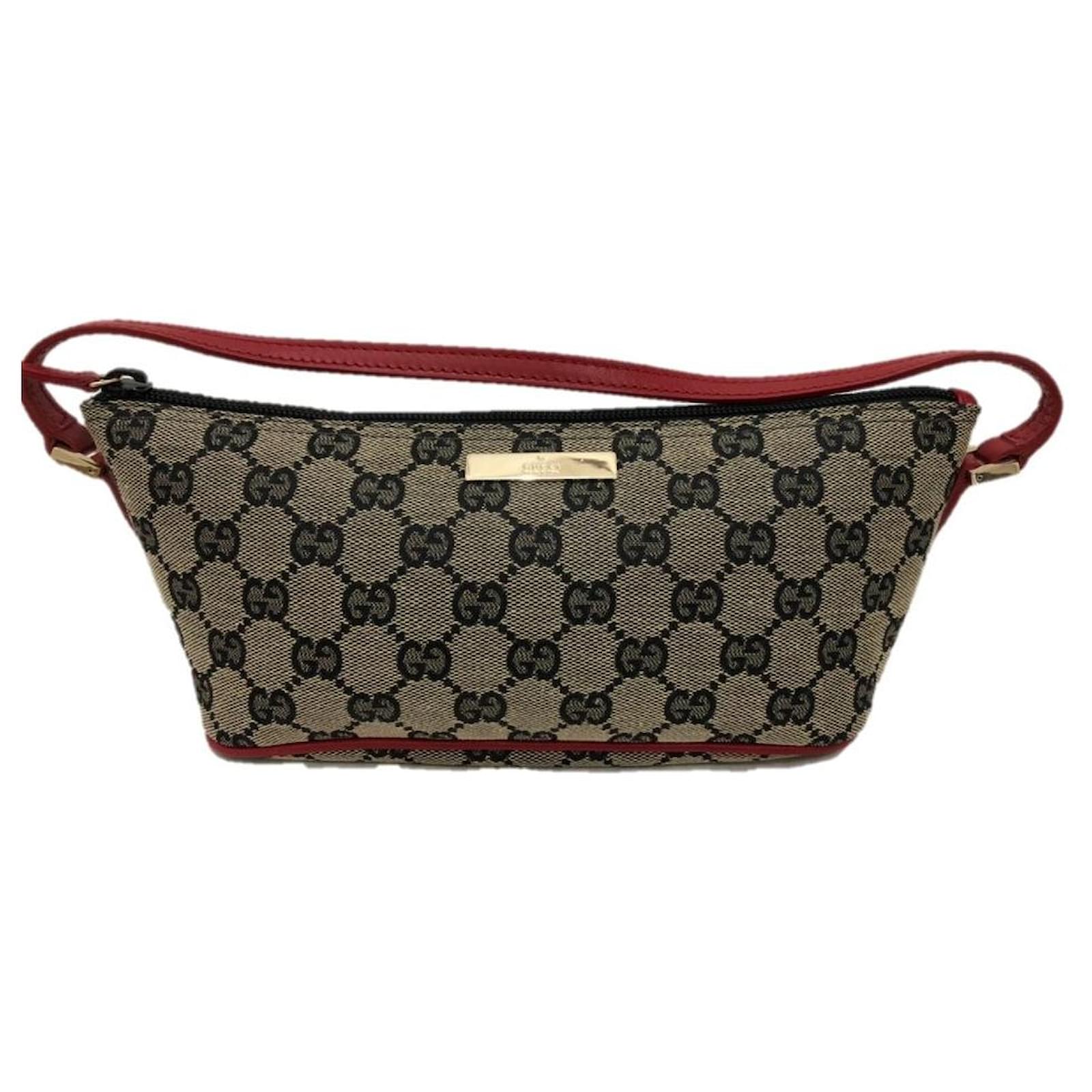 Gucci GG Canvas Boat Bag Black Red Leather Cloth ref.516181 - Joli Closet
