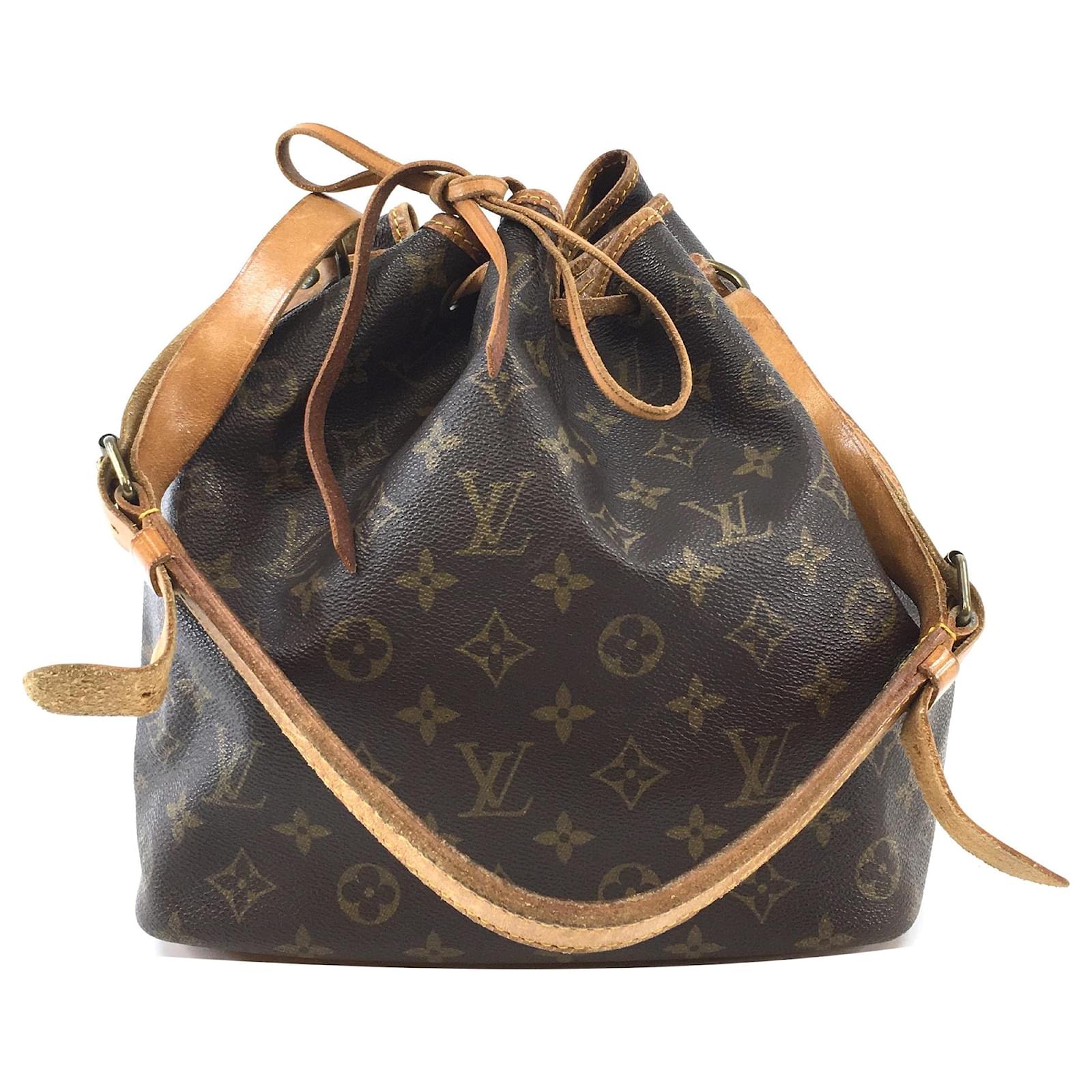 Louis Vuitton Petite Noe Bucket & Drawstring Bag Brown Canvas