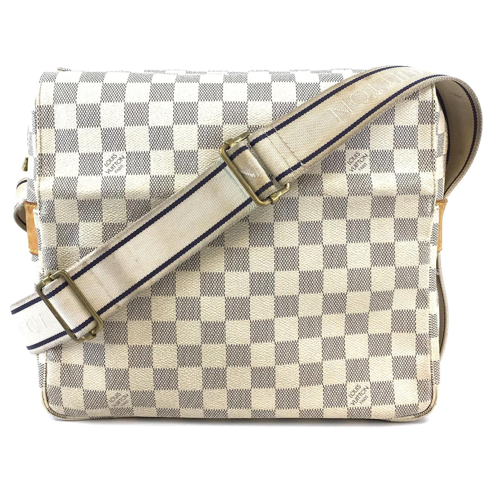 Louis Vuitton Naviglio Damier Azur Canvas White Leather ref.514561 - Joli  Closet