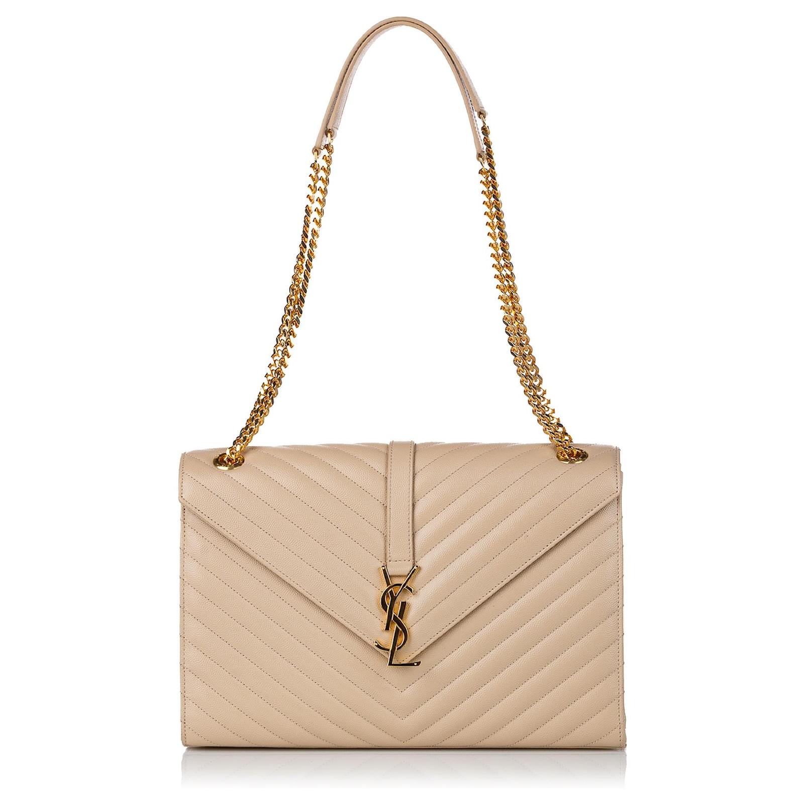 Envelope leather crossbody bag Saint Laurent Beige in Leather