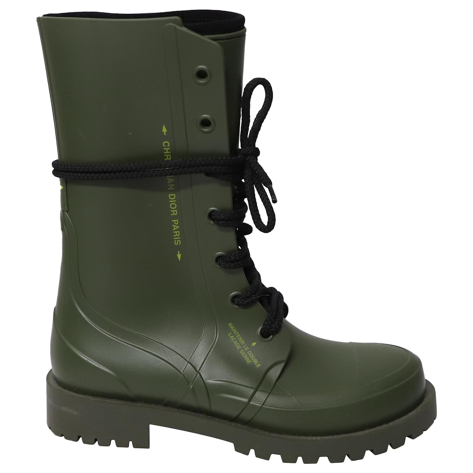Dior D-major Canvas & Rubber Boot In Green