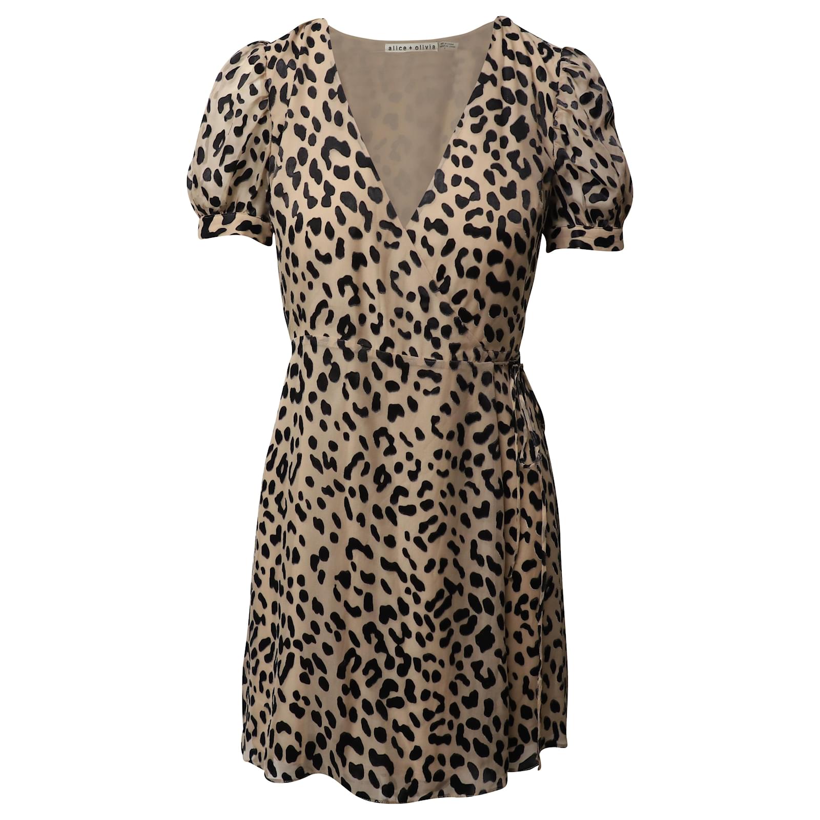 Alice + Olivia Rosette Leopard-Print Wrap Dress in Animal Print Viscose ...