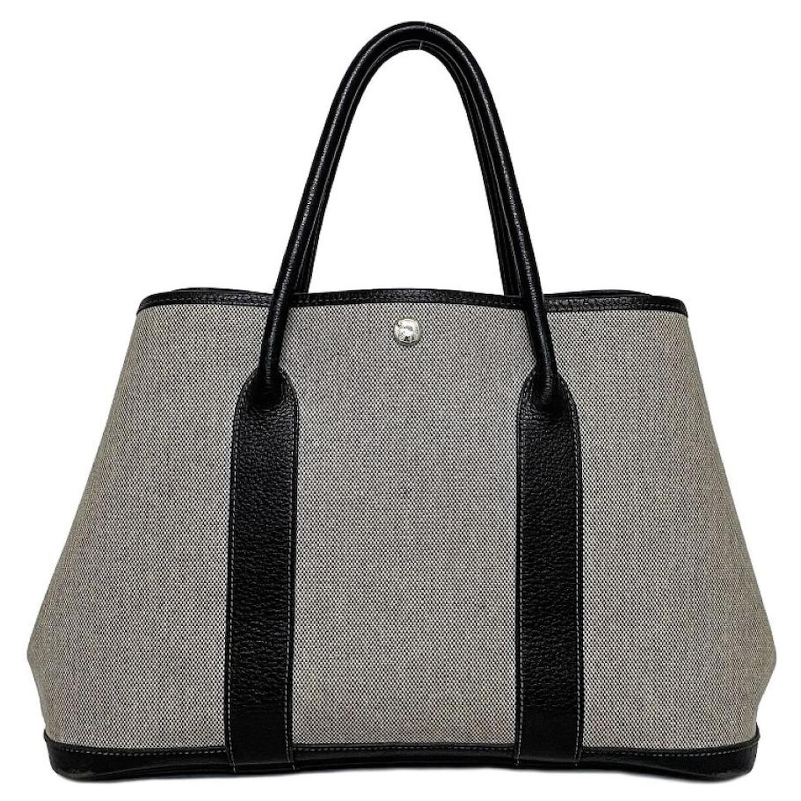 Hermès [Used] Hermes tote bag garden party PM gray black lightweight twirl  ash leather Grey ref.517209 - Joli Closet