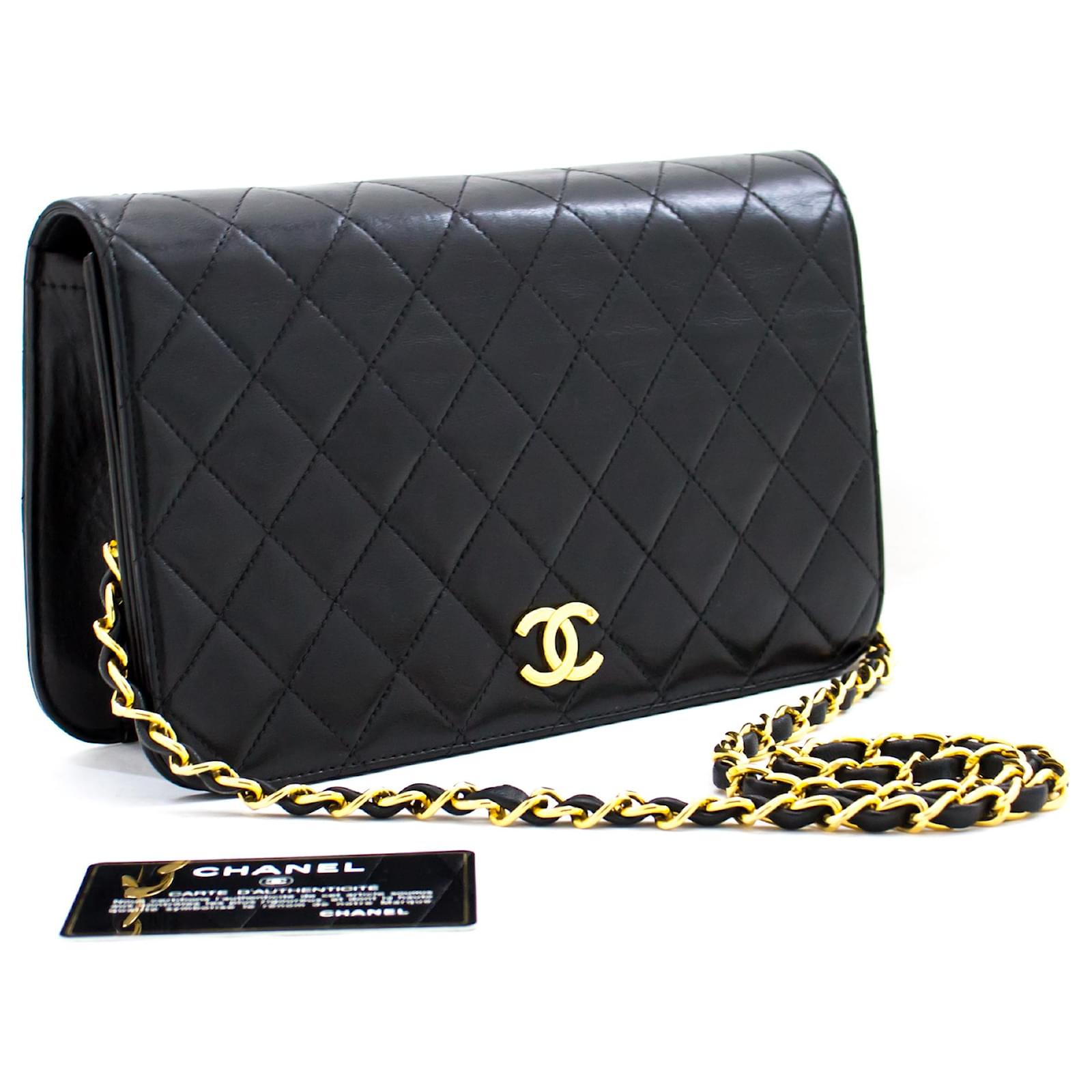 CHANEL Full Flap Chain Shoulder Bag Clutch Black Quilted Lambskin Leather  ref.517439 - Joli Closet