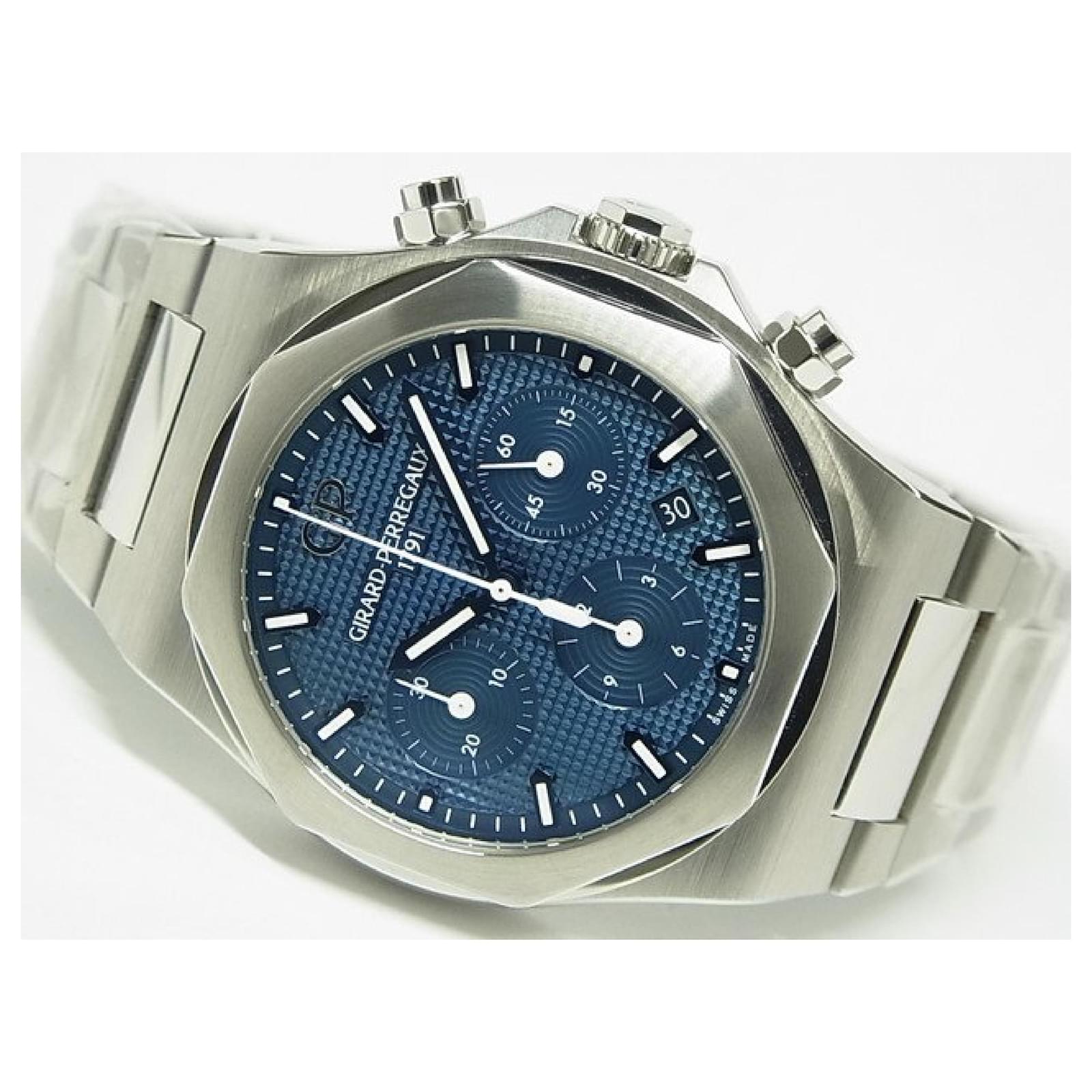 Girard Perregaux Laureato Chronograph 42 Mm Blue Dial Unused Mens Steel 