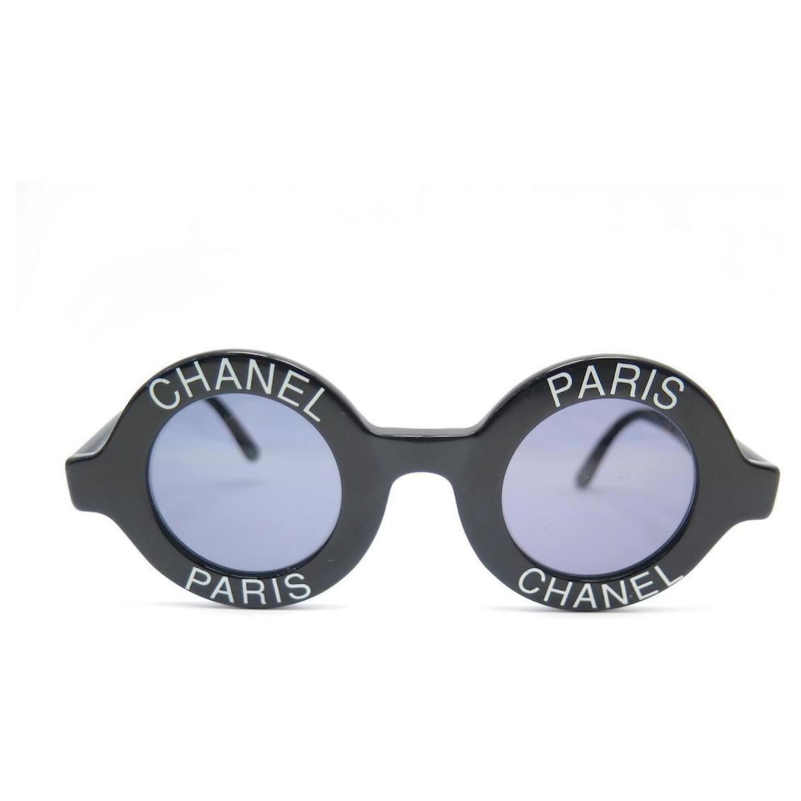 Chanel Round Logo Sunglasses Black & White