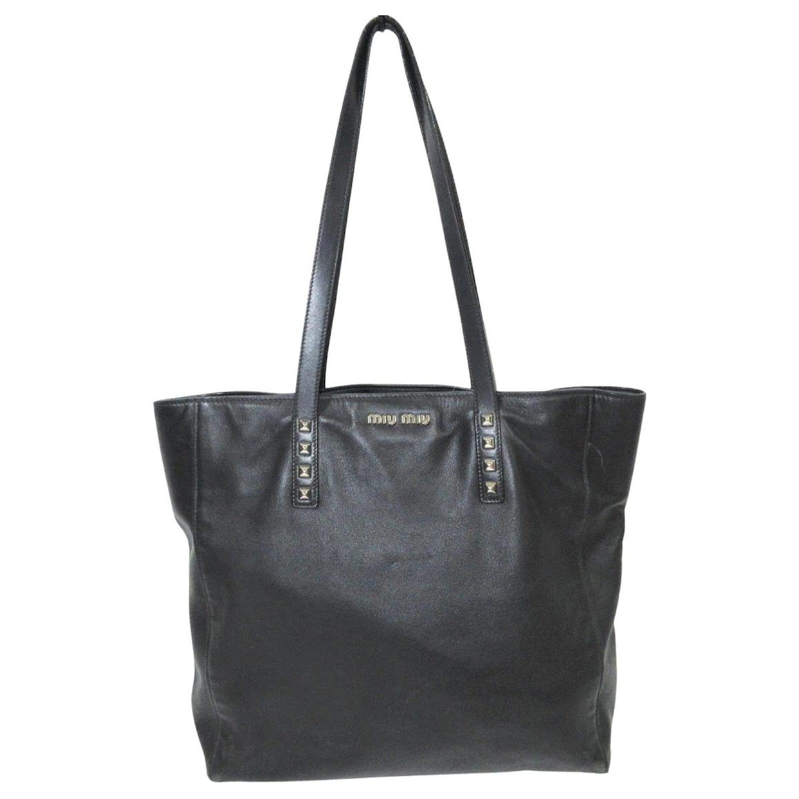 Miu Miu Tote Bag Black Leather