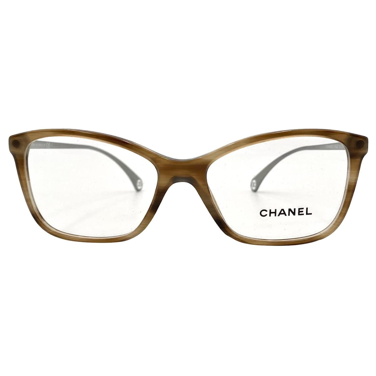 Chanel rectangular taupe eyeglasses 2022 Nuovi Brown Metal Acetate