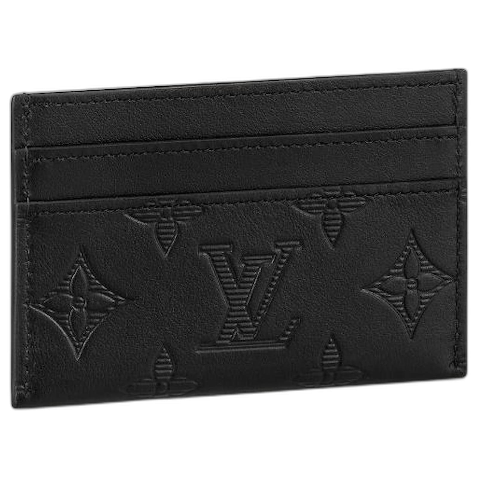 Louis Vuitton LV lined card holder leather Black ref.518344 - Joli