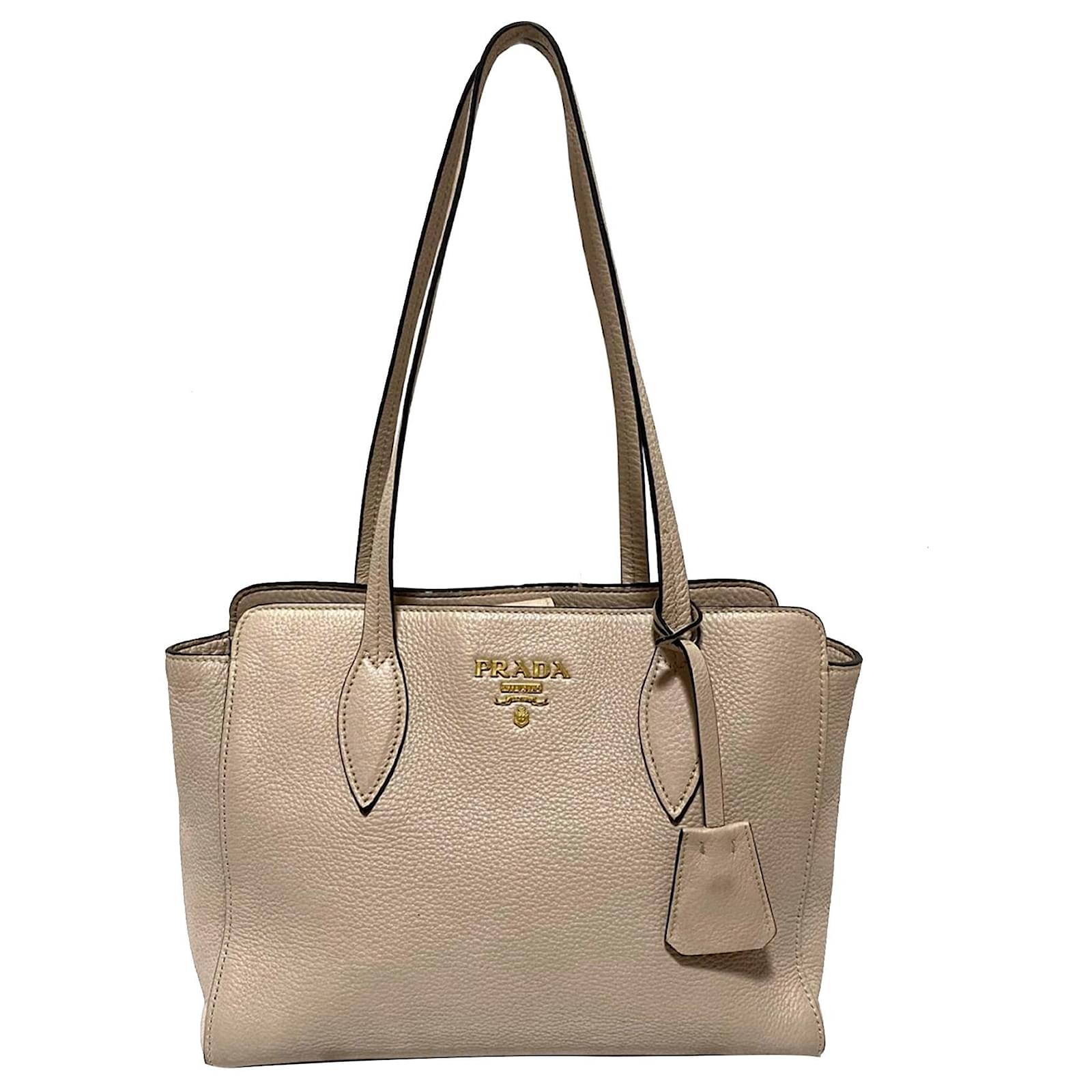 Prada Brown Vitello Phenix Tote Bag Beige Leather Pony-style calfskin  ref.518551 - Joli Closet