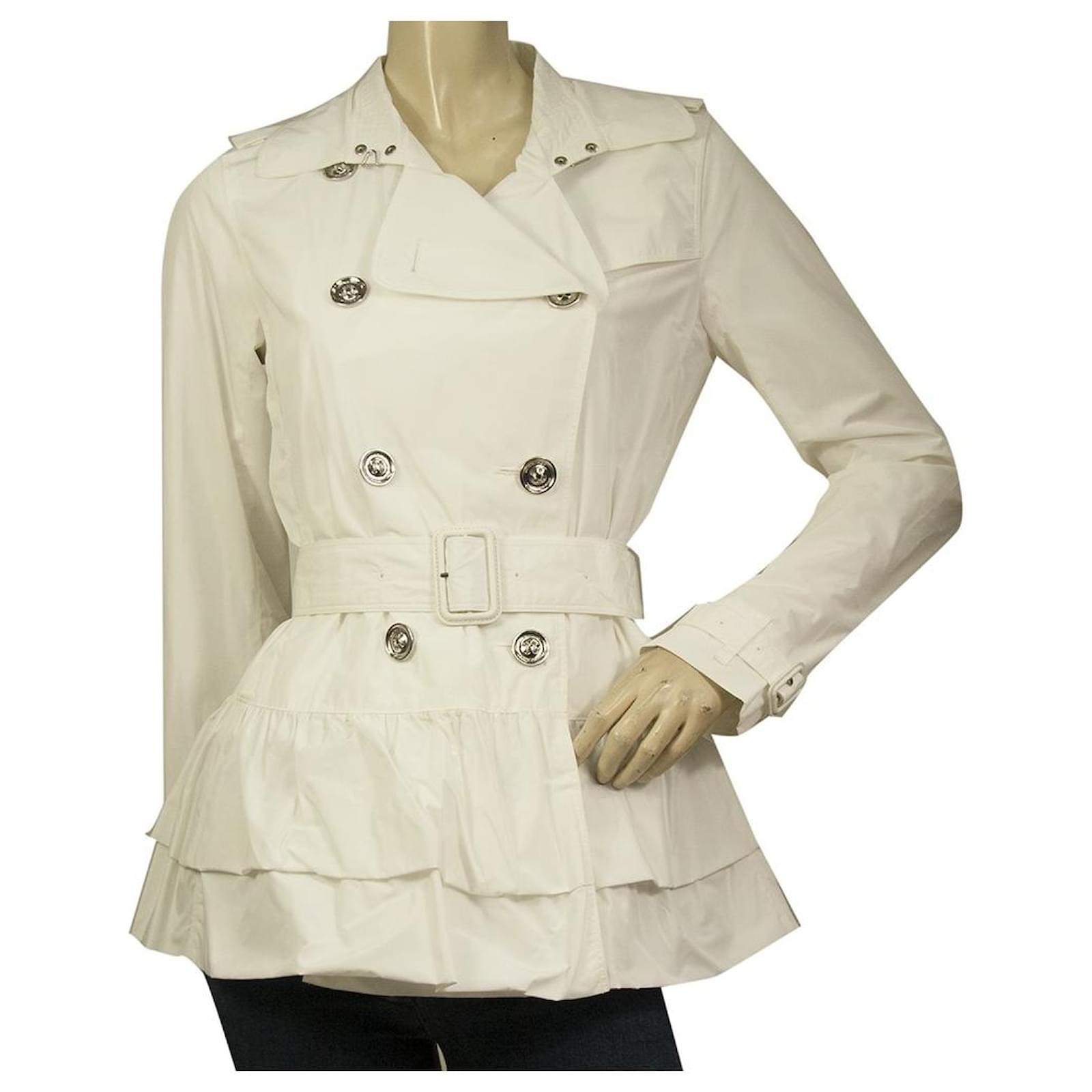 Burberry White Polyamide Raincoat Mac Trench Jacket Coat sz UK6, ITA38 ref.519040 - Closet