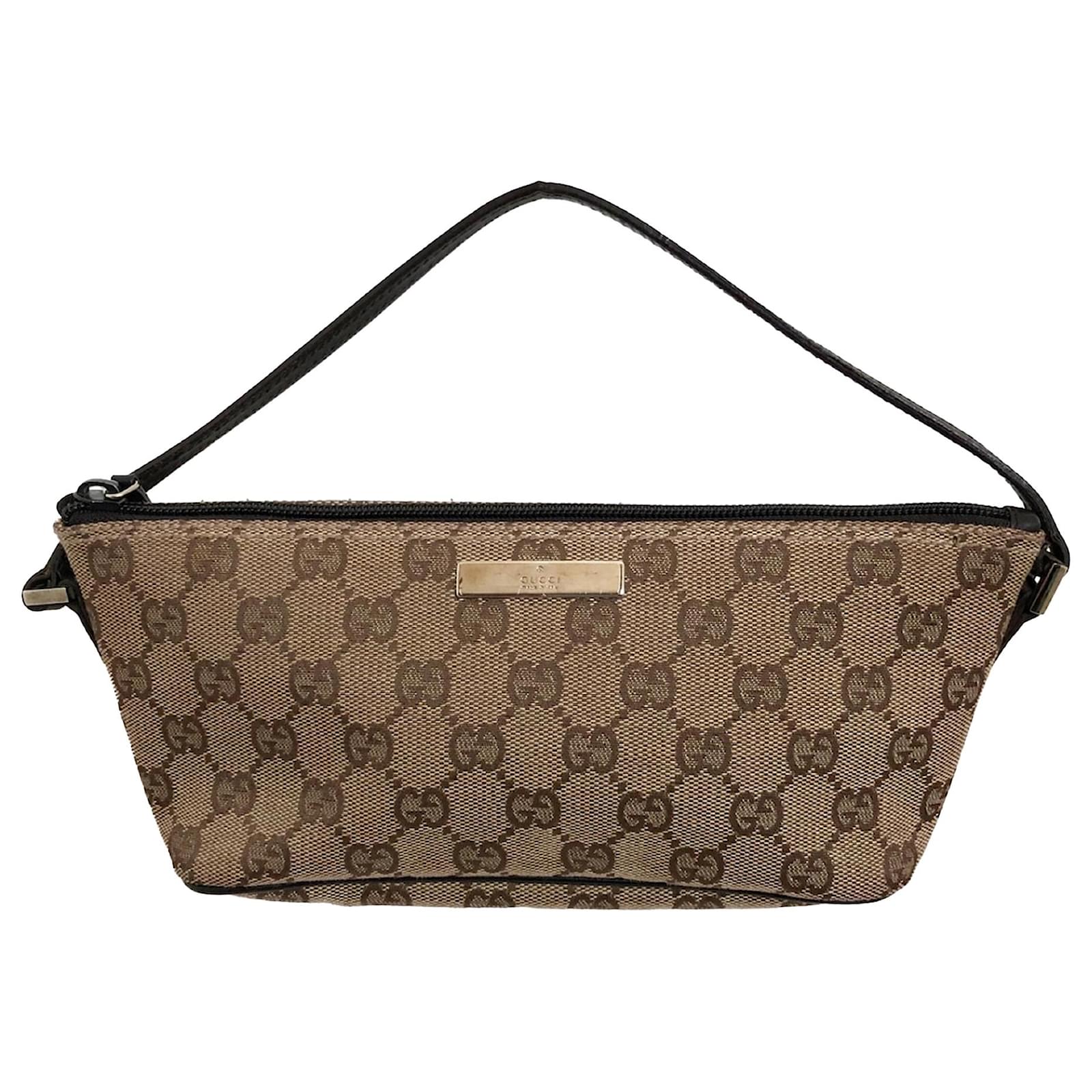 Gucci GG Canvas and Leather Boat Pochette Bag Beige/Brown