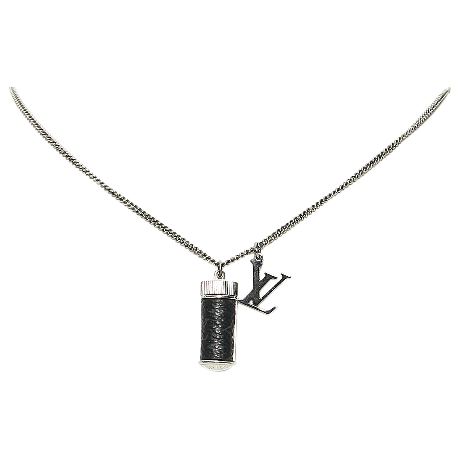 Louis Vuitton Silver Monogram Eclipse Corey Charms Necklace