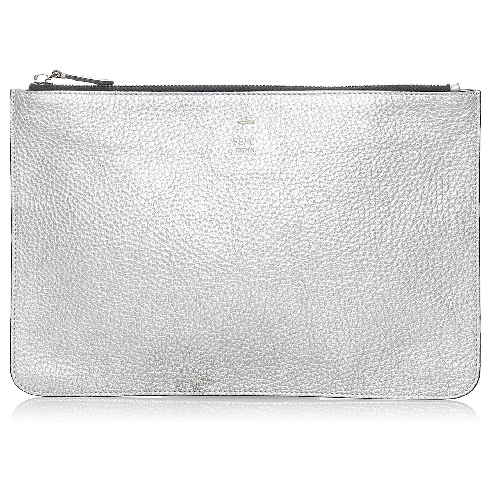 fendi silver clutch