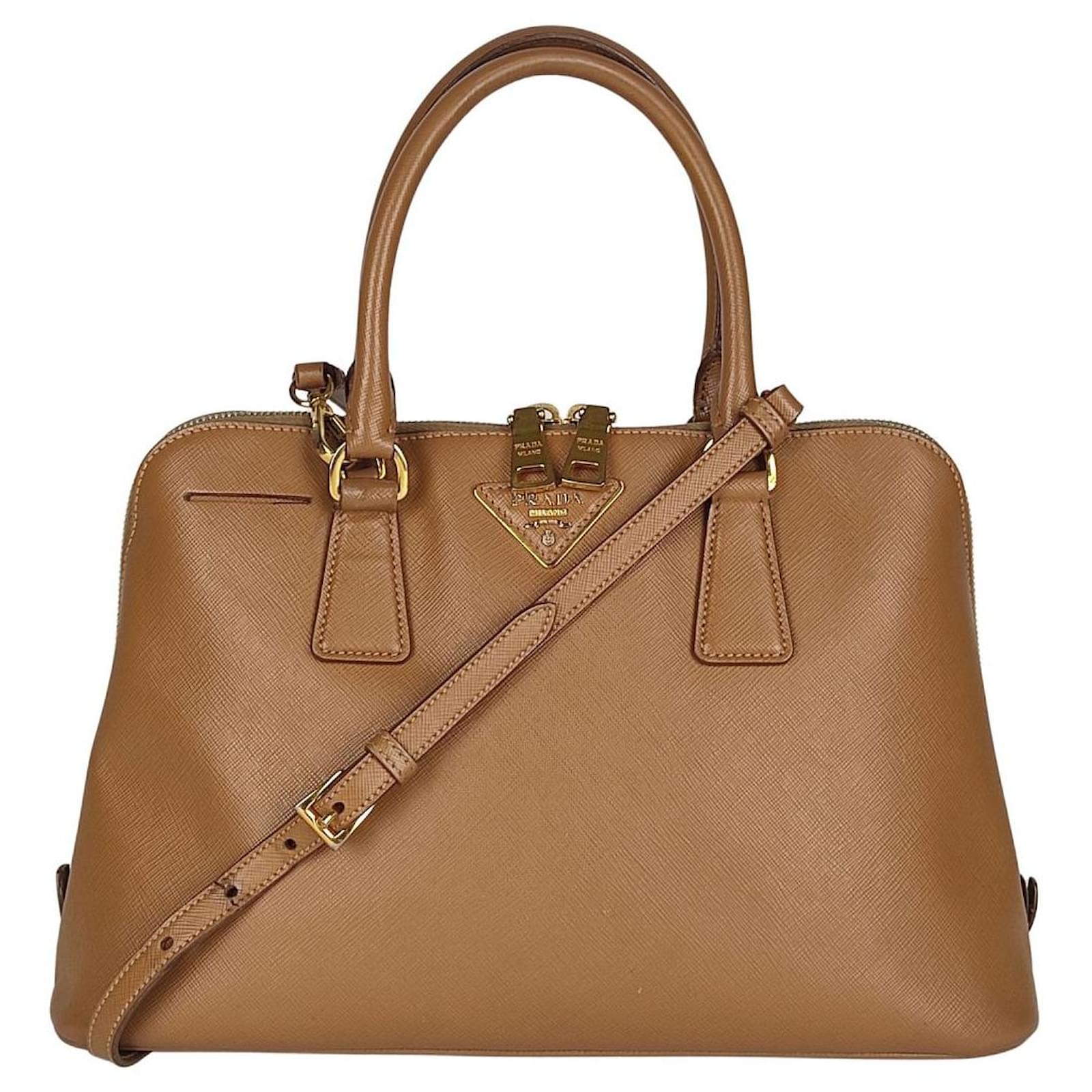 Prada shoulder bag Saffiano Lux Caramel Beige Leather ref.519303 Joli Closet